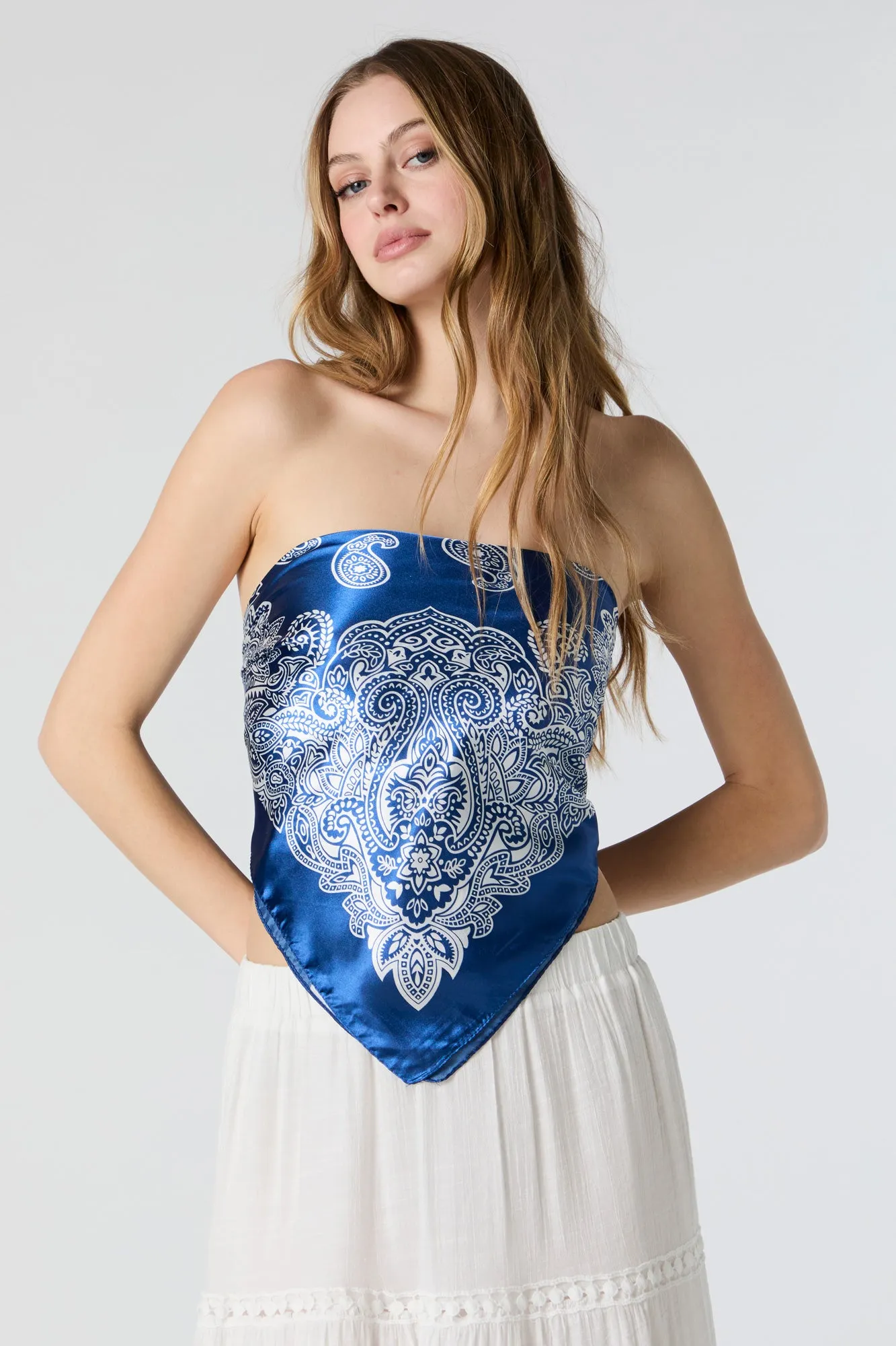 Paisley Print Satin Multiway Scarf sold by Urban Planet product image thumbnail 3