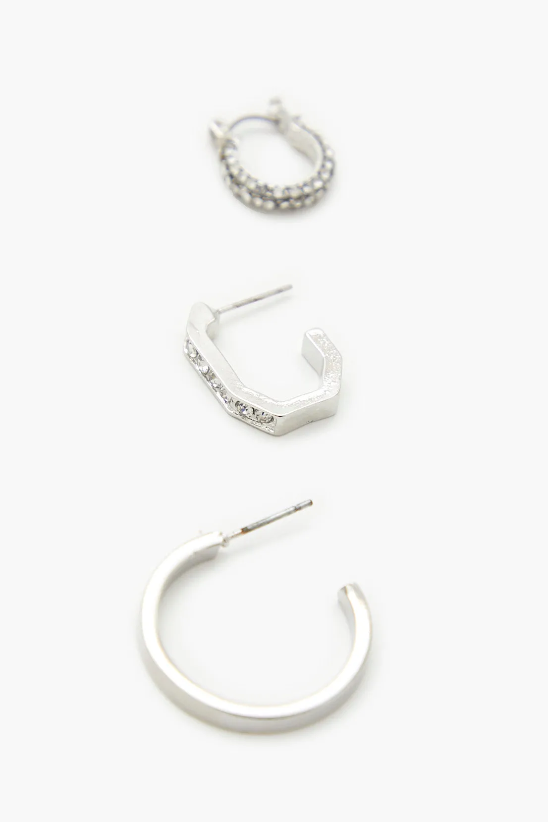 Ensemble de créoles à motif géométrique avec pierres du Rhin (3 paires) sold by Urban Planet
