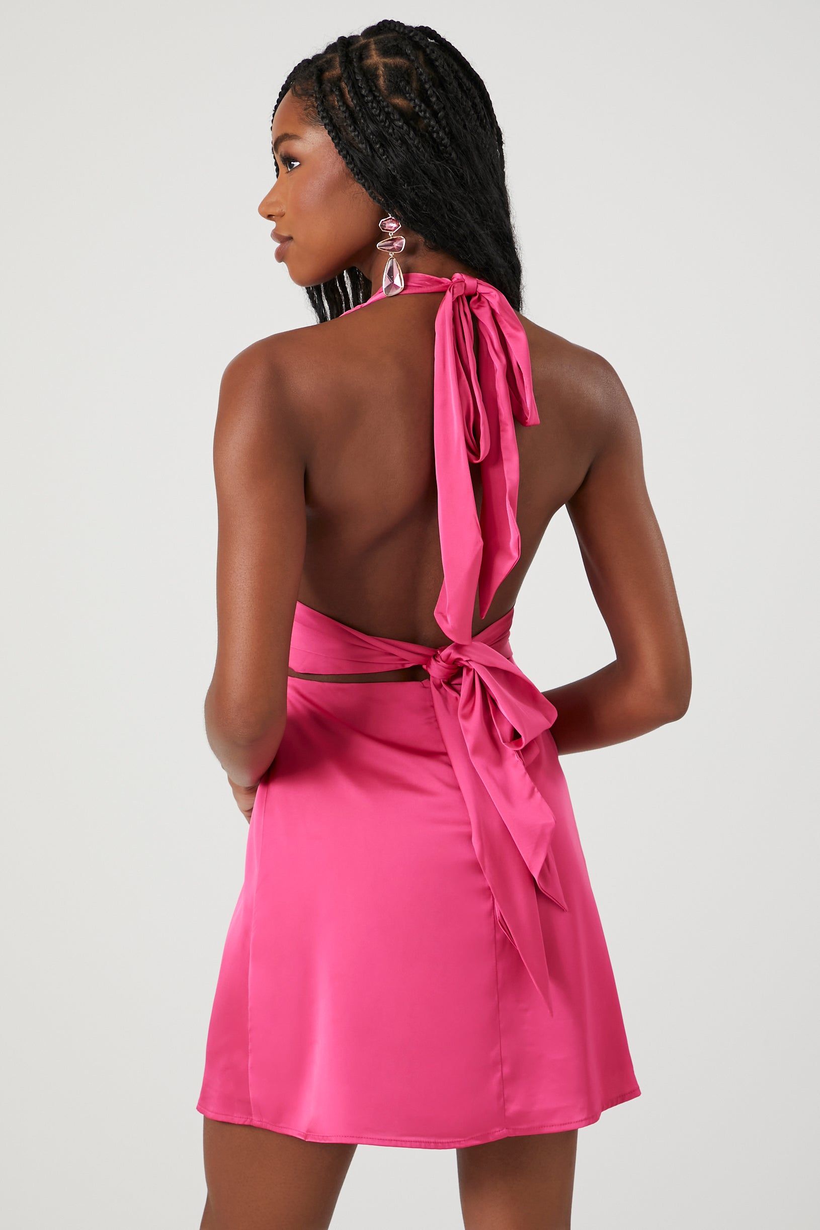 Plunging Satin Halter Mini Dress sold by Urban Planet product image thumbnail 7