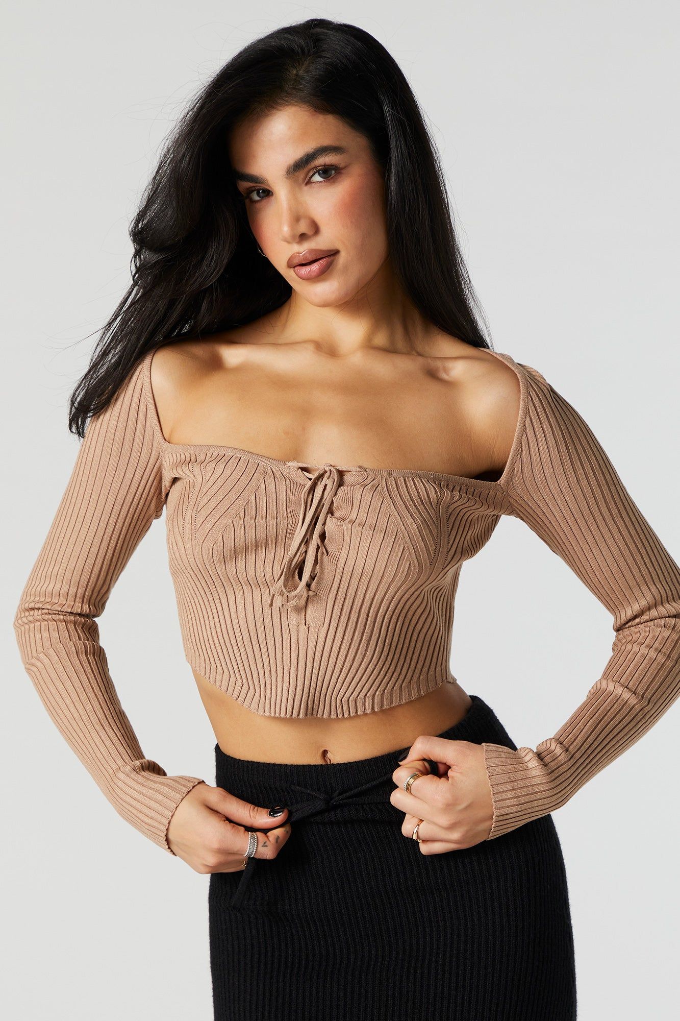 Chandail à encolure carrée avec attache sold by Urban Planet product image thumbnail 5