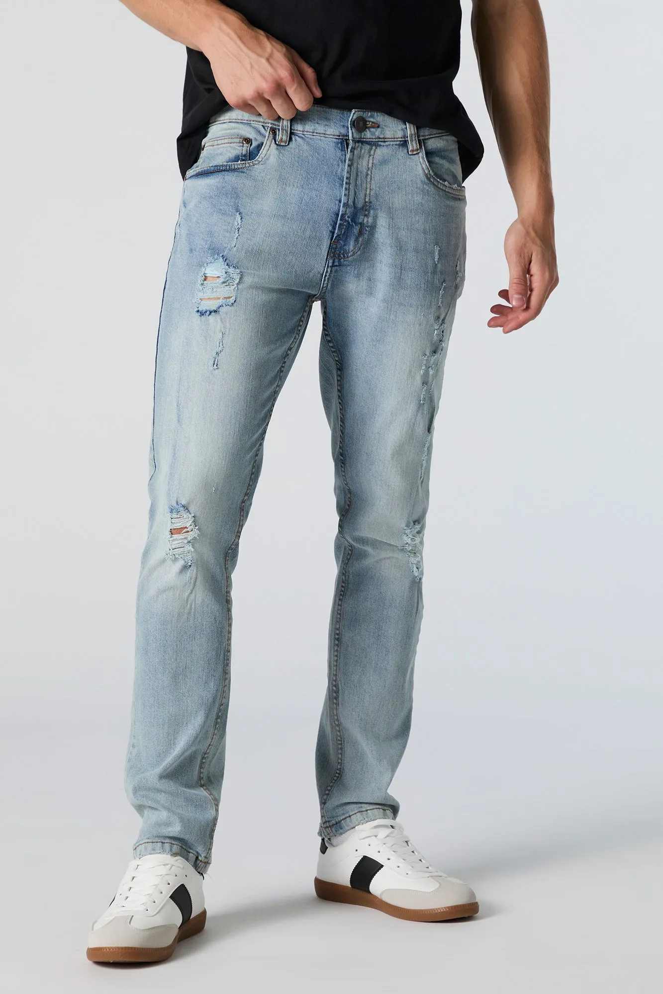 Vintage Wash Distressed Slim Jean sold by Urban Planet