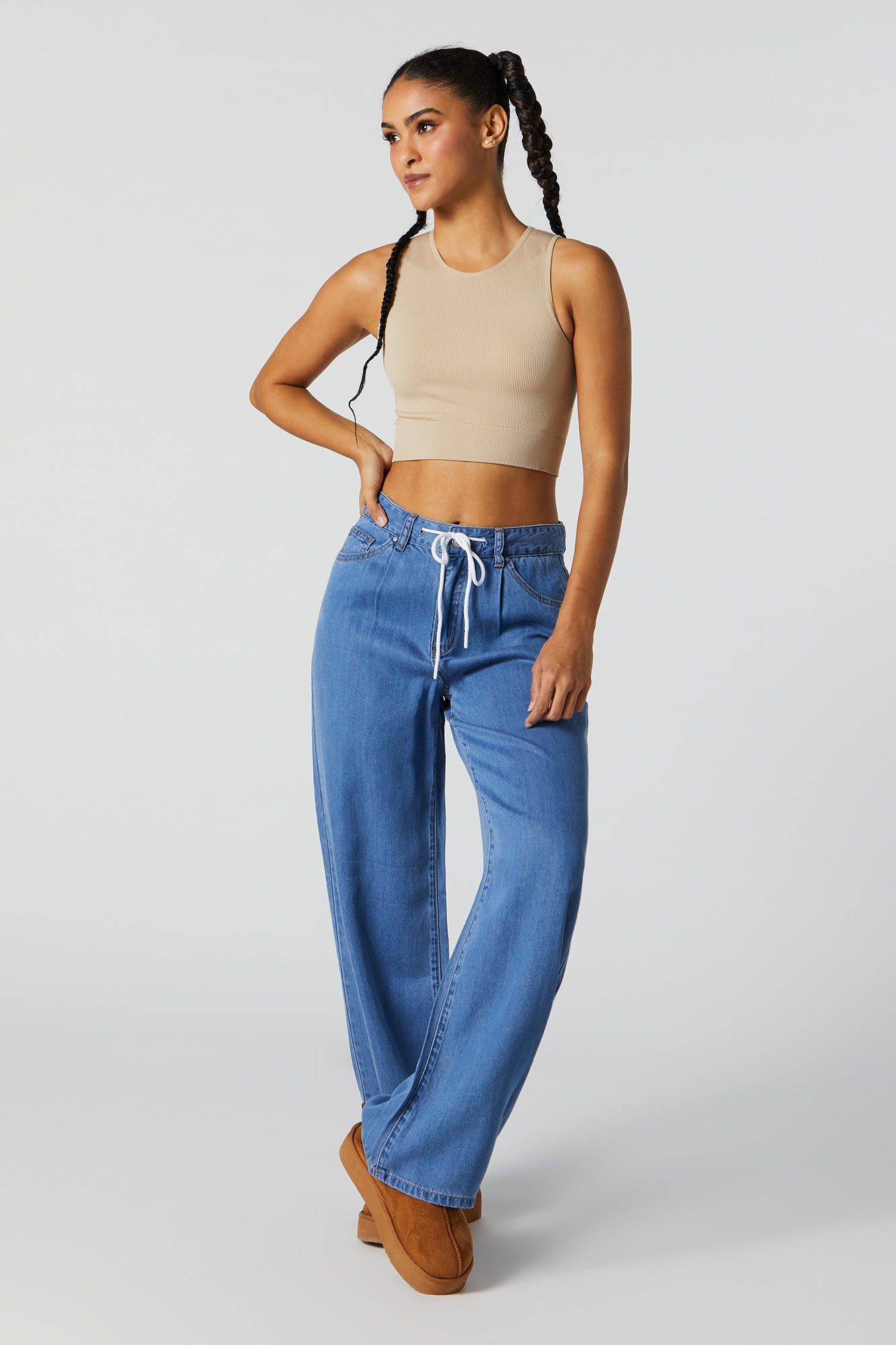 Light Wash Drawstring Jean sold by Urban Planet product image thumbnail 4