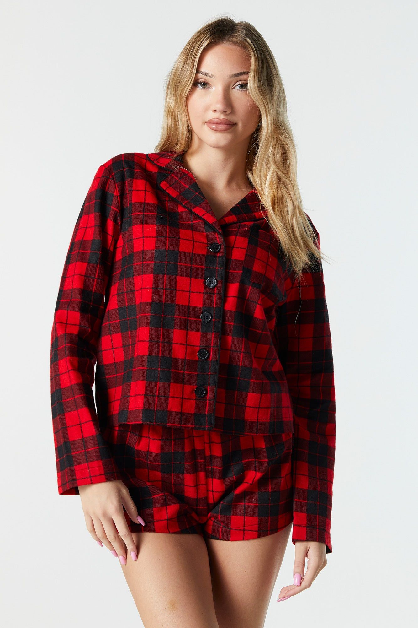 Plaid Flannel Long Sleeve Pajama Top sold by Urban Planet