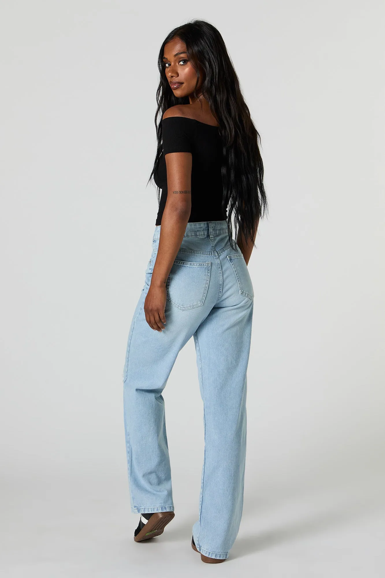 90's High Rise Wide Leg Distressed Jean sold by Urban Planet product image thumbnail 3