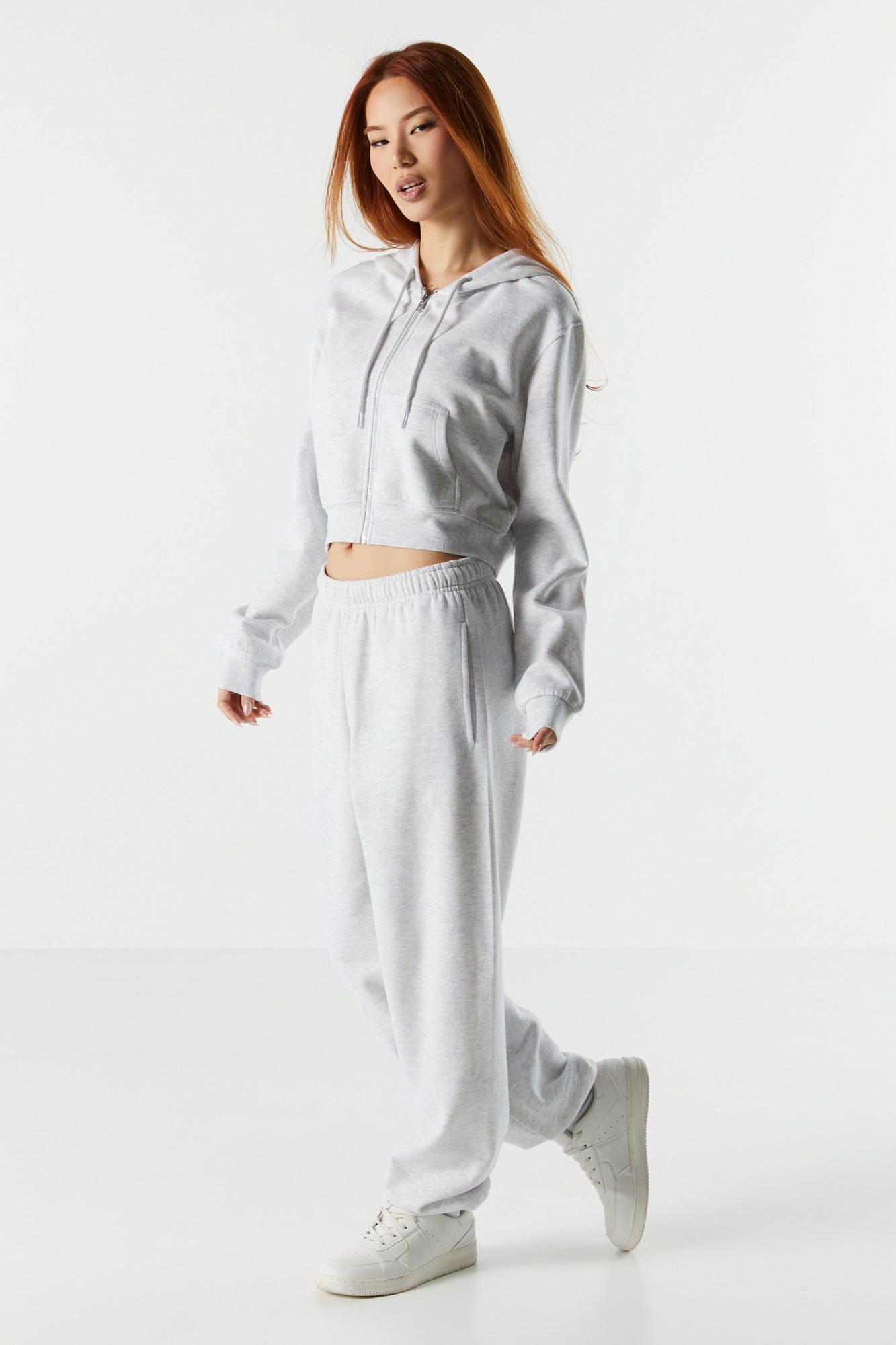 Fleece Cropped Zip-Up Hoodie sold by Urban Planet product image thumbnail 12