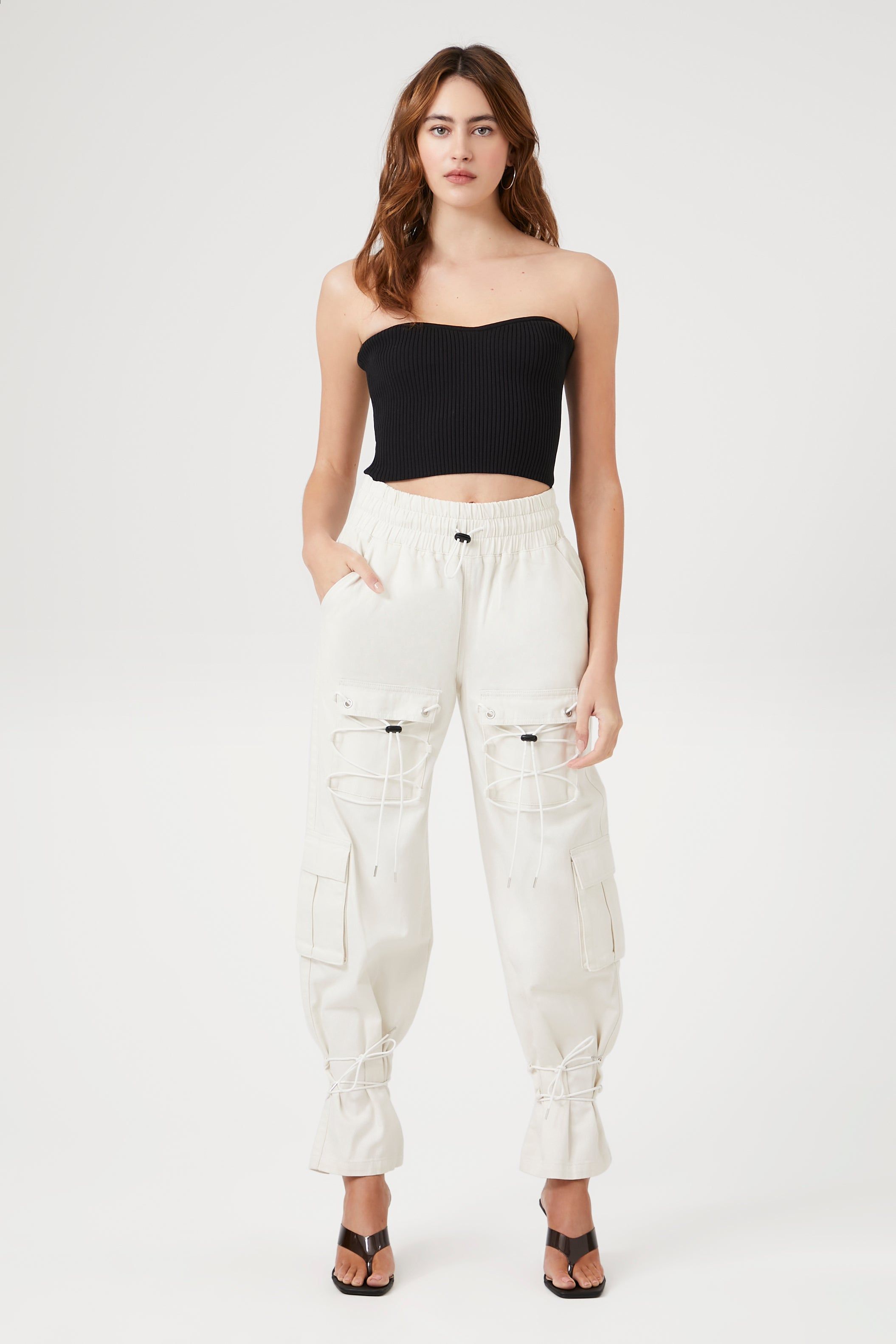 Jogger cargo en denim à taille coulissante sold by Urban Planet product image thumbnail 5