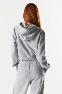 Fleece Cropped Zip-Up Hoodie sold by Urban Planet