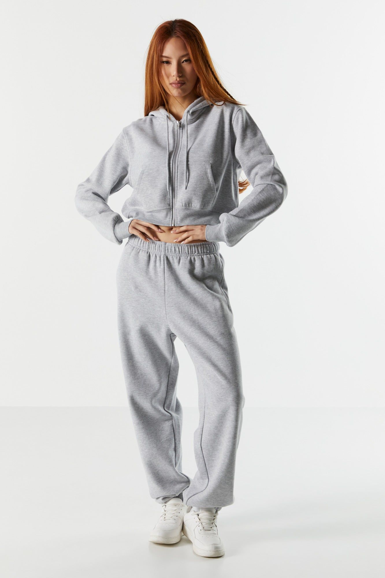 Fleece Cropped Zip-Up Hoodie sold by Urban Planet product image thumbnail 3