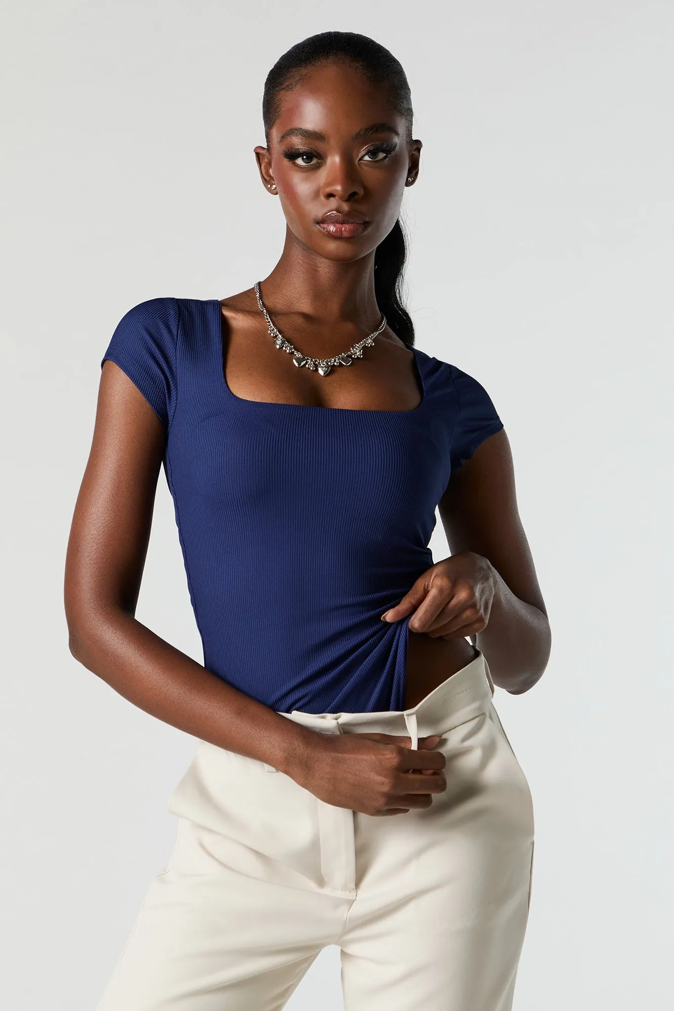 Contour Ribbed Square Neck Bodysuit sold by Urban Planet product image thumbnail 5