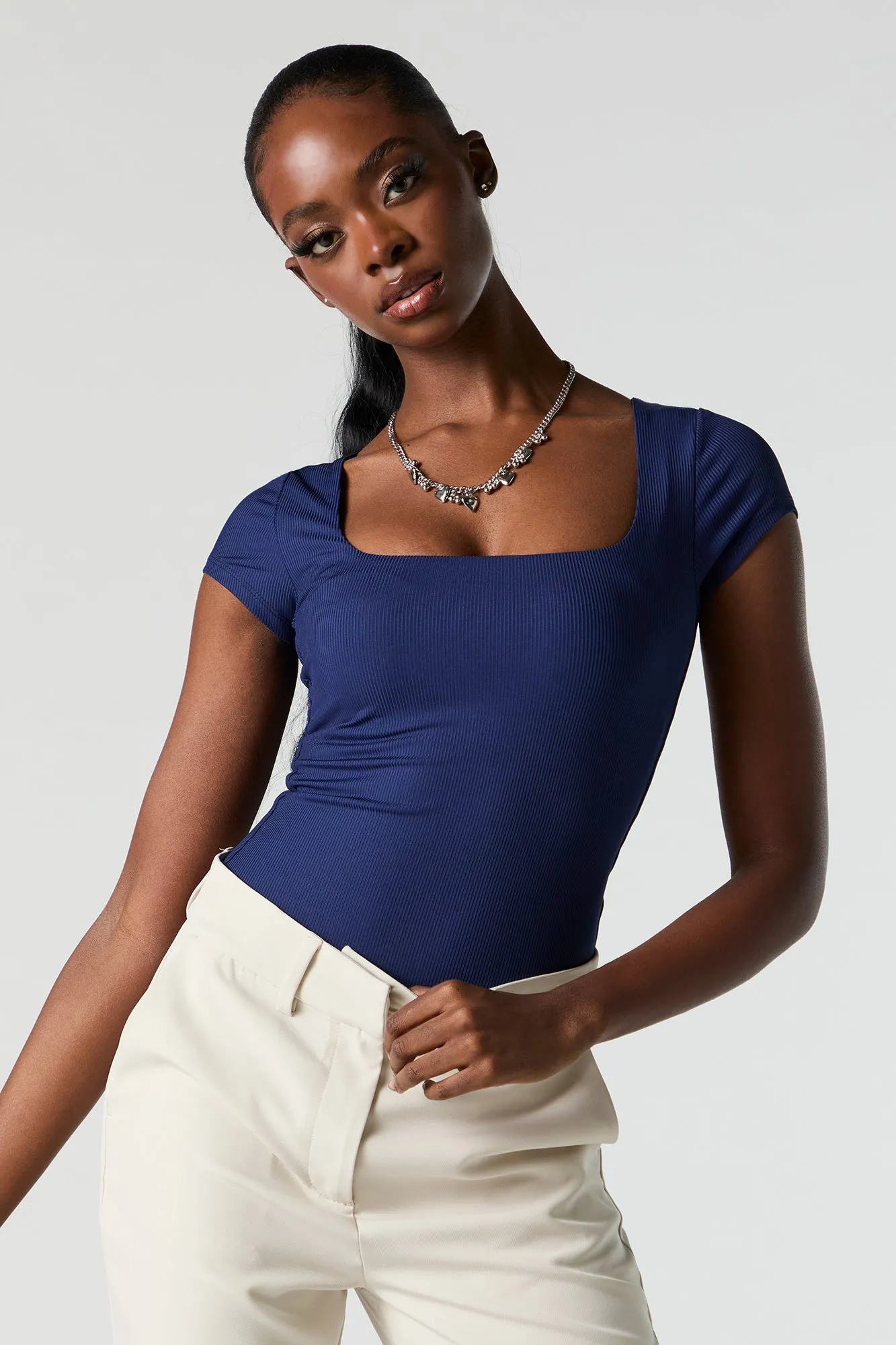 Contour Ribbed Square Neck Bodysuit sold by Urban Planet product image thumbnail 4