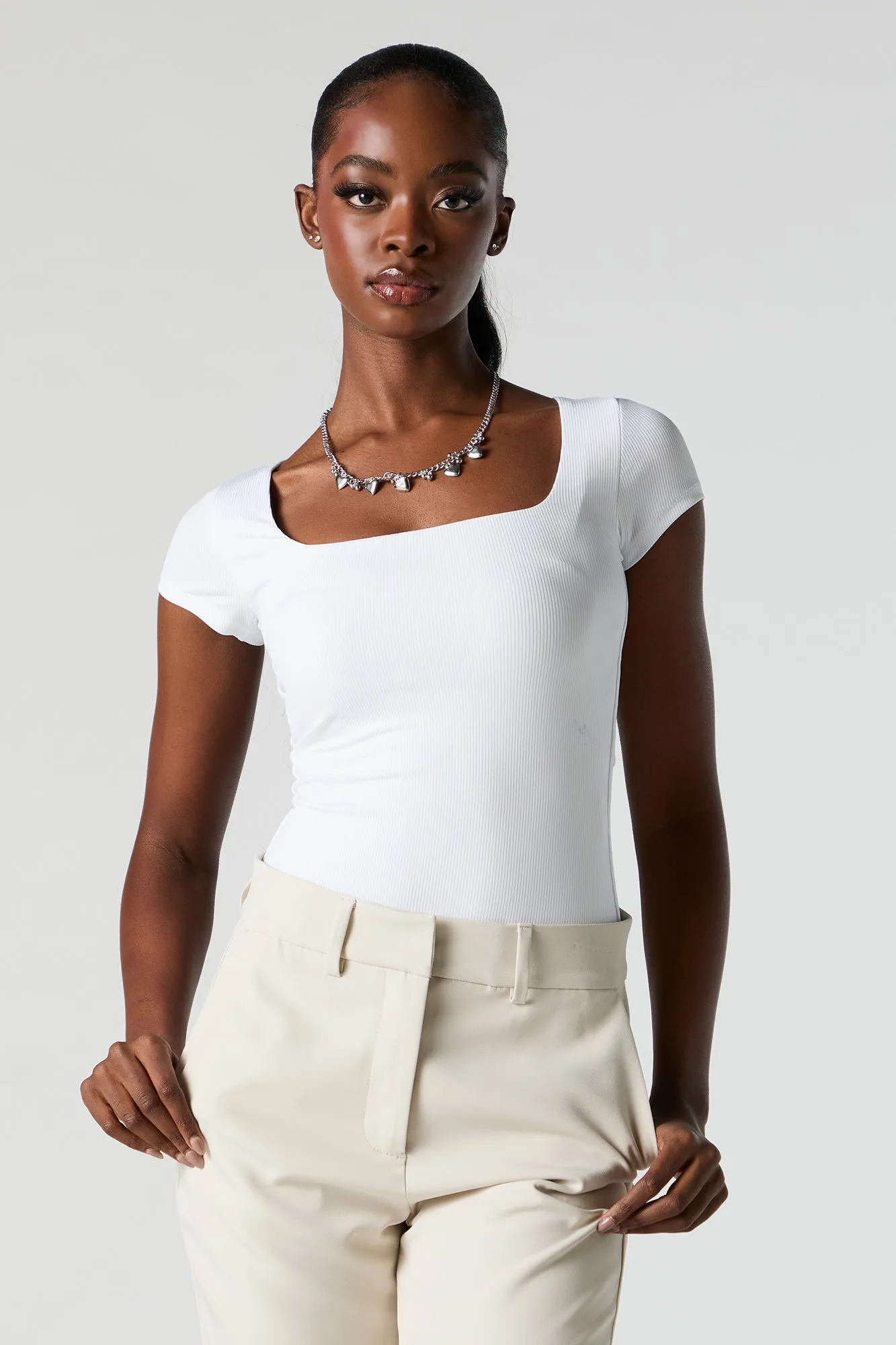 Contour Ribbed Square Neck Bodysuit sold by Urban Planet