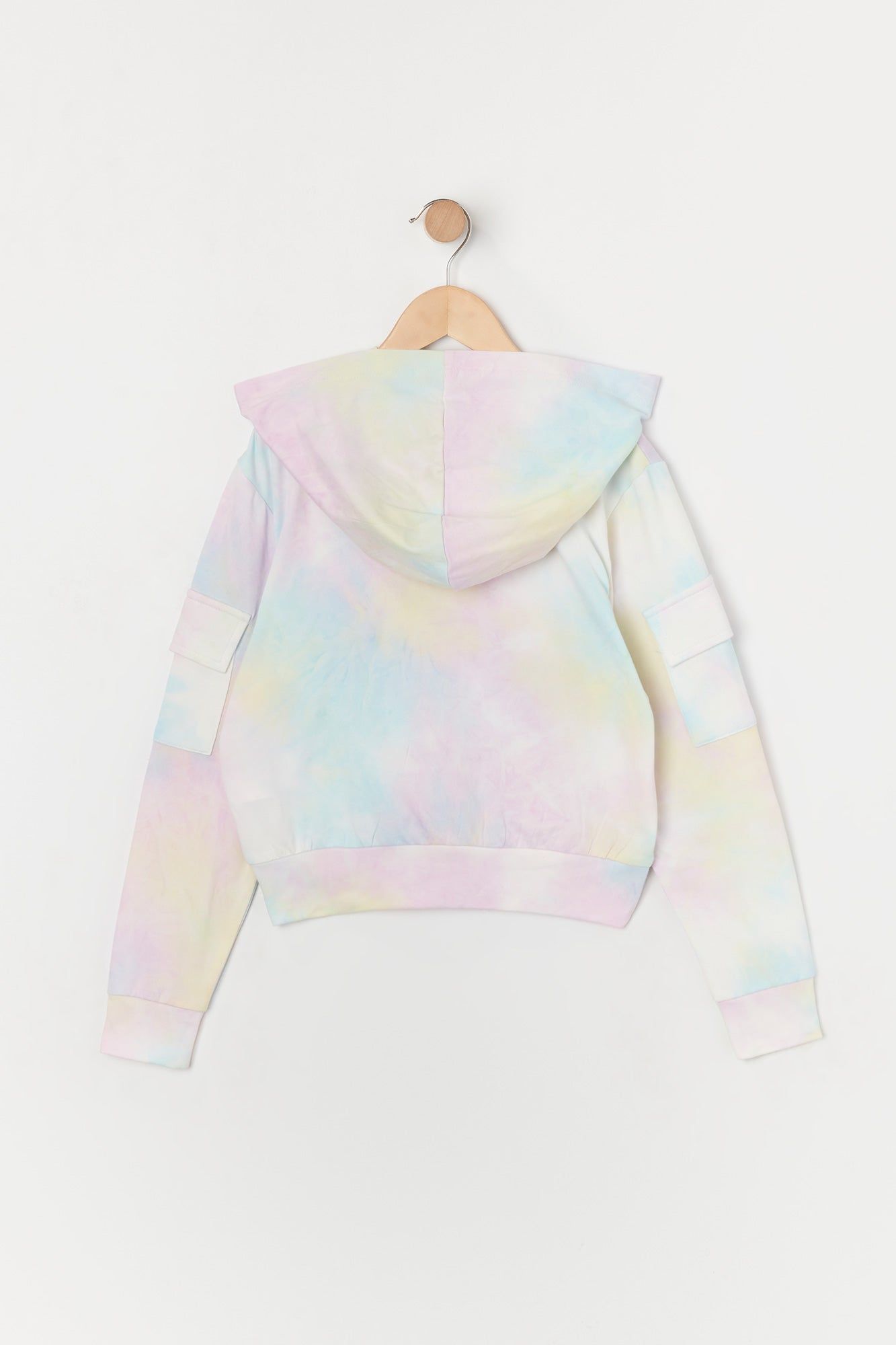Girls Tie Dye Print Fleece Zip-Up Cargo Hoodie sold by Urban Planet product image thumbnail 2