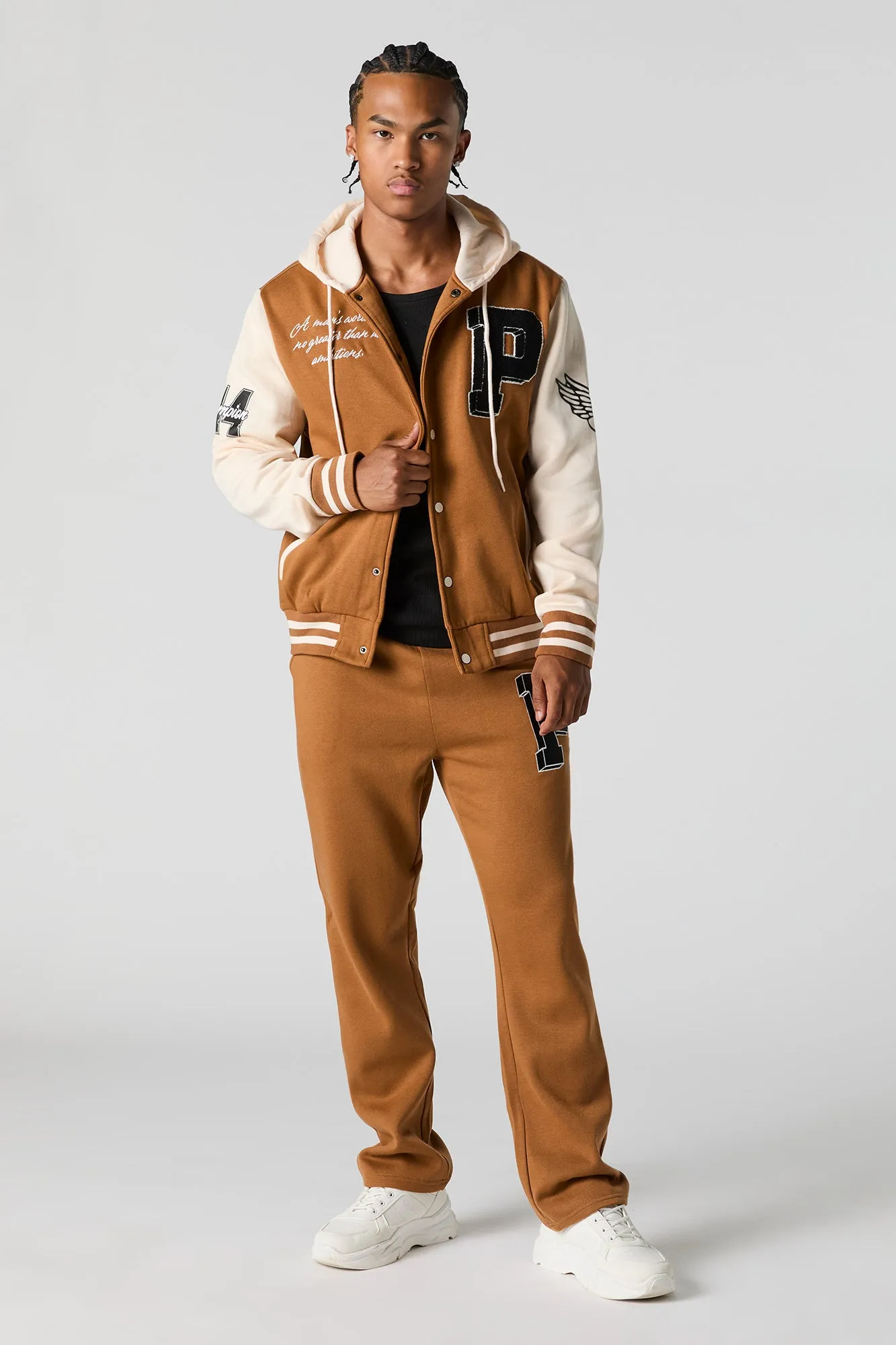 Jacket de style collégien en molleton à broderie P sold by Urban Planet product image thumbnail 3