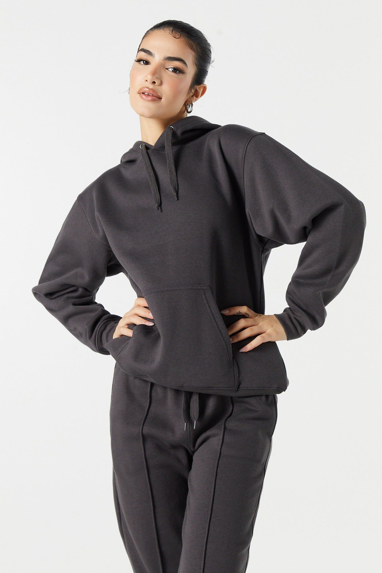 Solid Fleece Oversized Hoodie sold by Urban Planet product image thumbnail 4