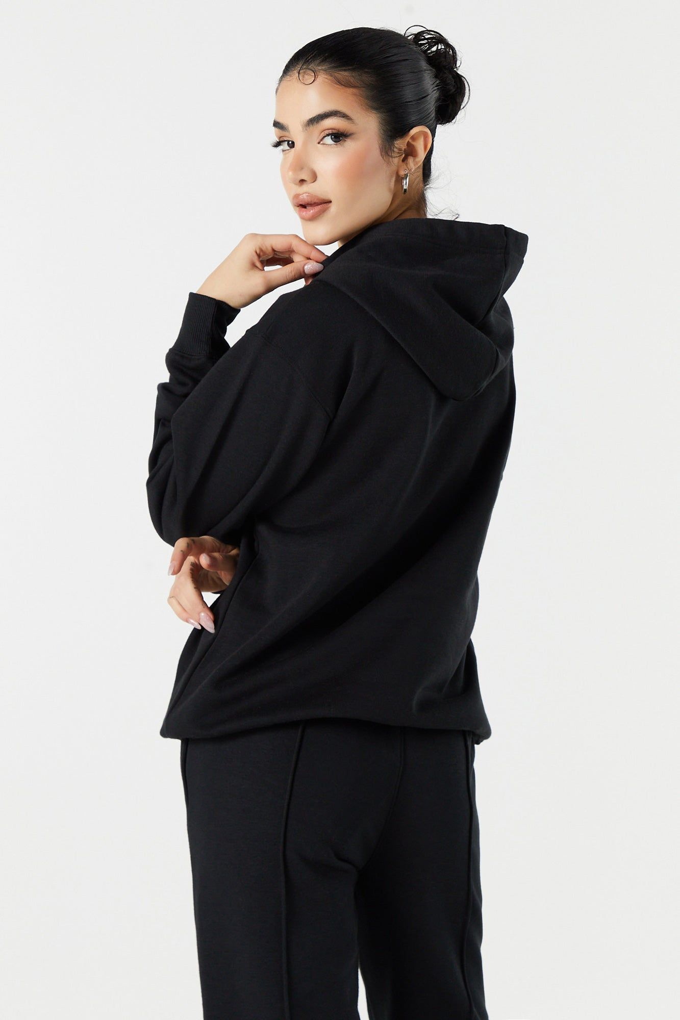 Solid Fleece Oversized Hoodie sold by Urban Planet product image thumbnail 2