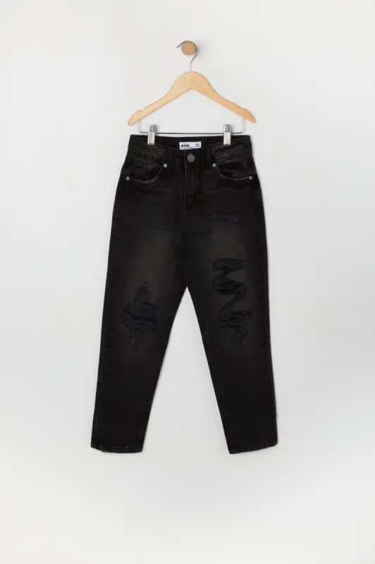 Girls High Rise Distressed Mom Jean sold by Urban Planet