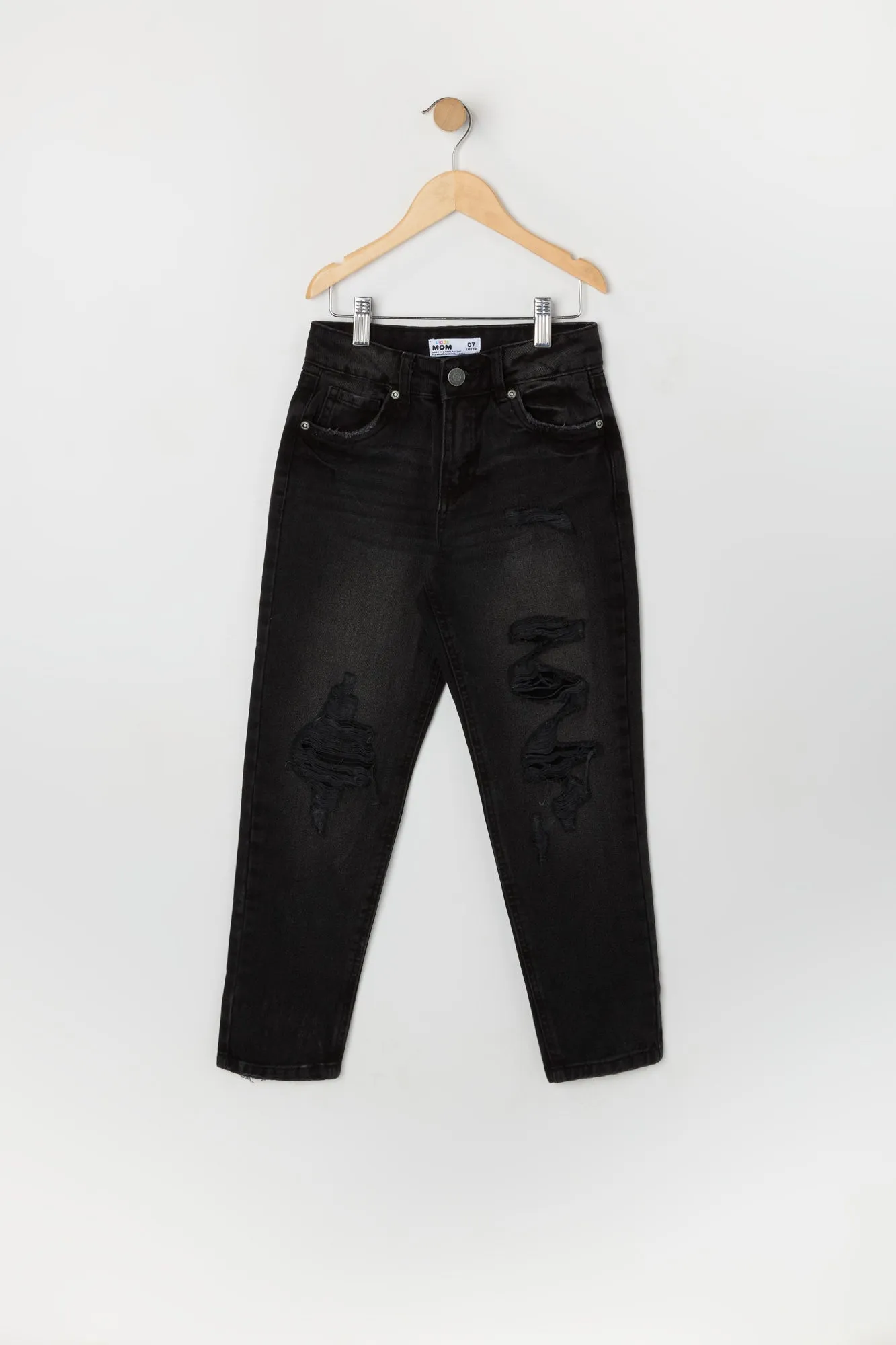 Girls High Rise Distressed Mom Jean sold by Urban Planet