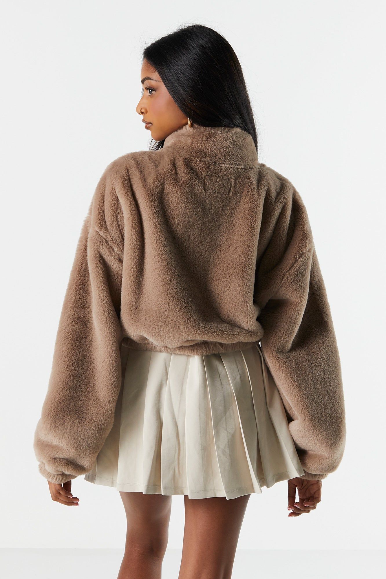 Plush Zip-Up Cropped Jacket sold by Urban Planet product image thumbnail 2