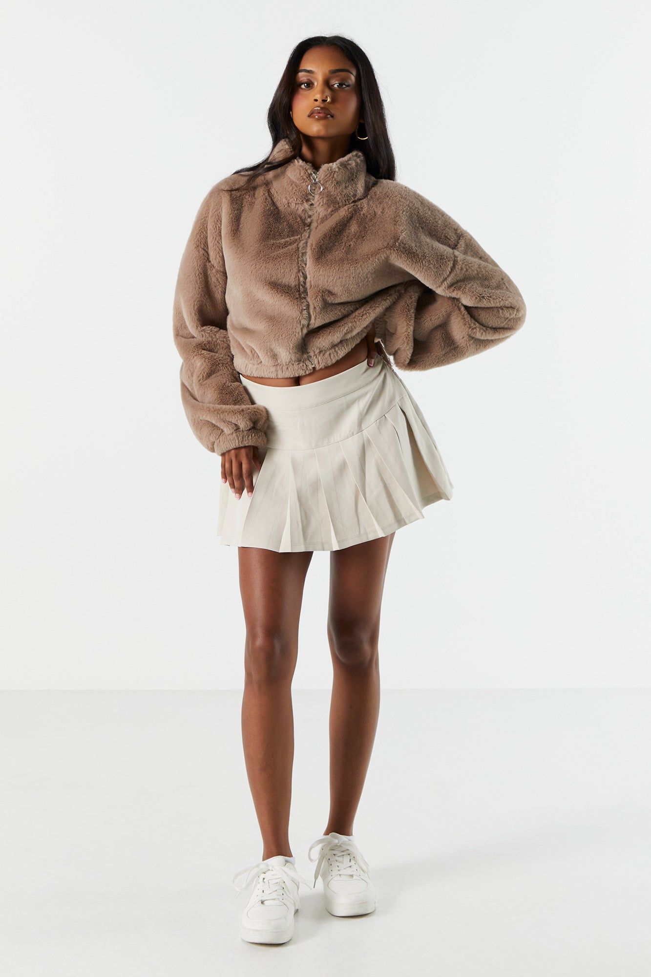 Plush Zip-Up Cropped Jacket sold by Urban Planet product image thumbnail 3