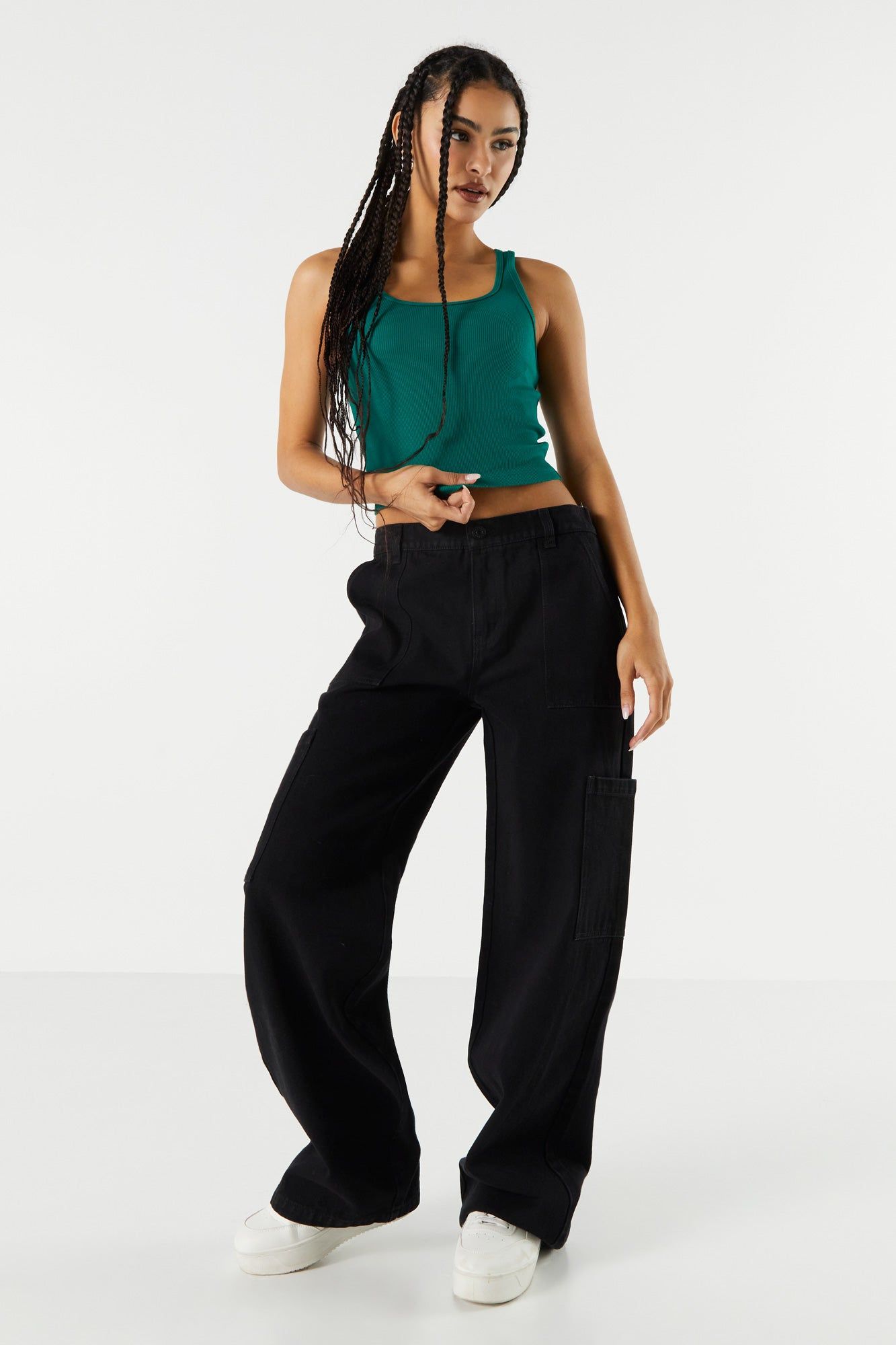 Ribbed Scoop Neck Cropped Tank sold by Urban Planet product image thumbnail 6