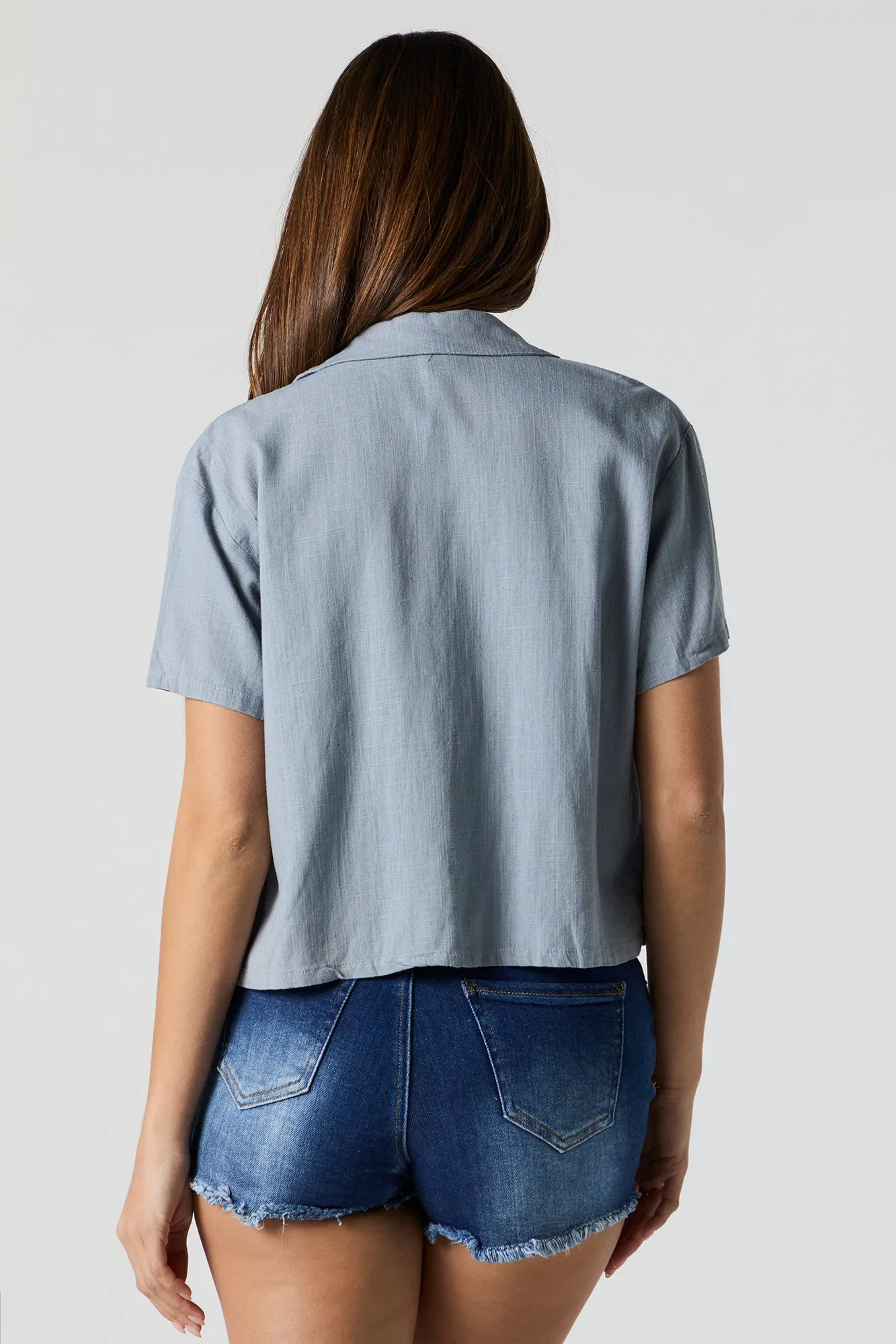 Linen Cropped Button-Up Top sold by Urban Planet product image thumbnail 5
