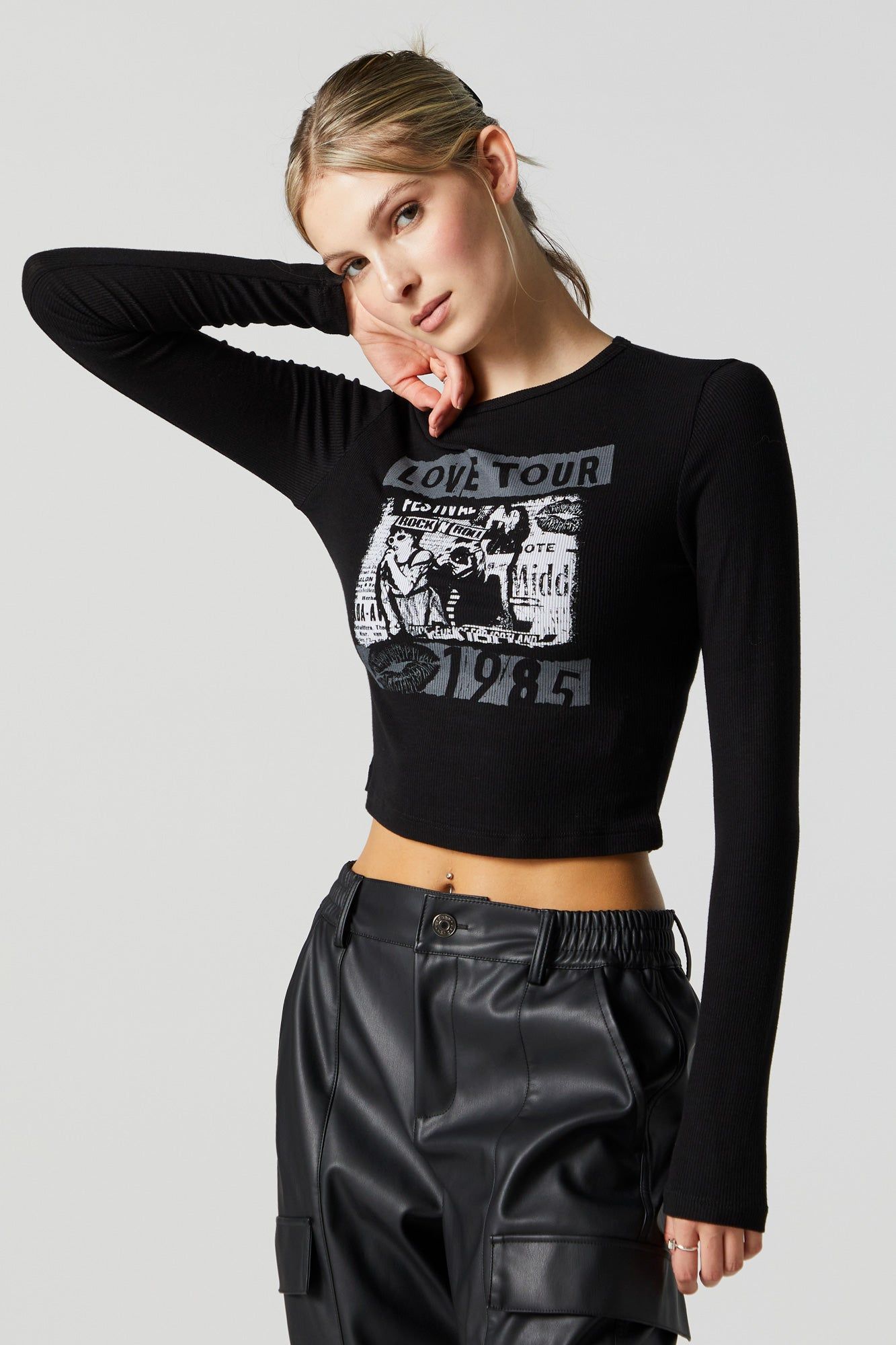 Love Tour Graphic Long Sleeve Crop Top sold by Urban Planet