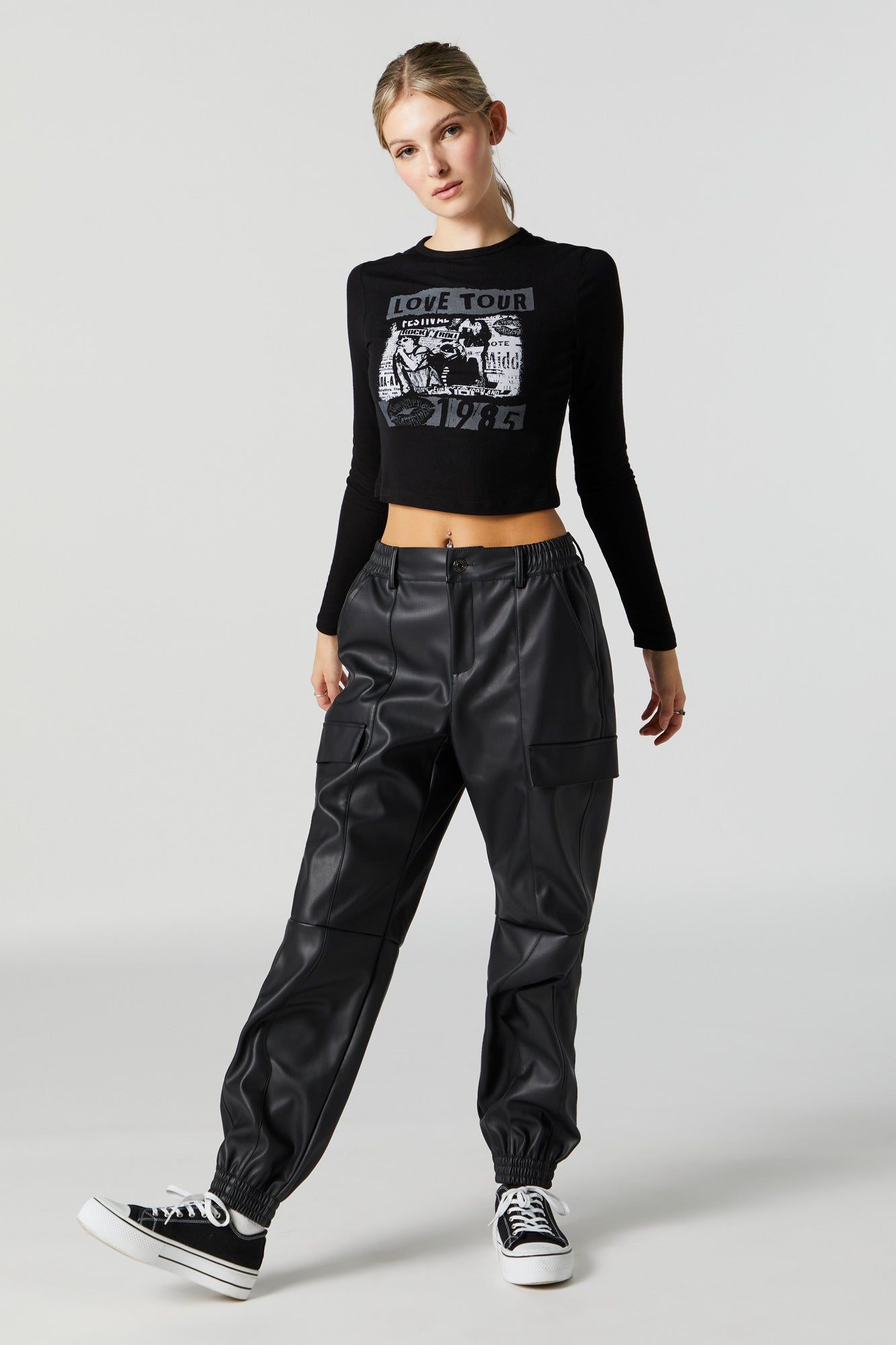 Love Tour Graphic Long Sleeve Crop Top sold by Urban Planet product image thumbnail 3