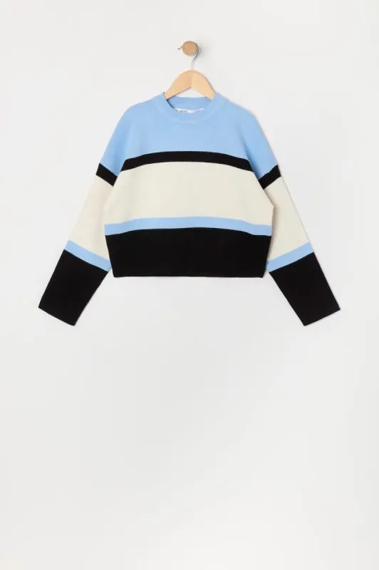 Girls Colourblock Striped Knit Sweater sold by Urban Planet
