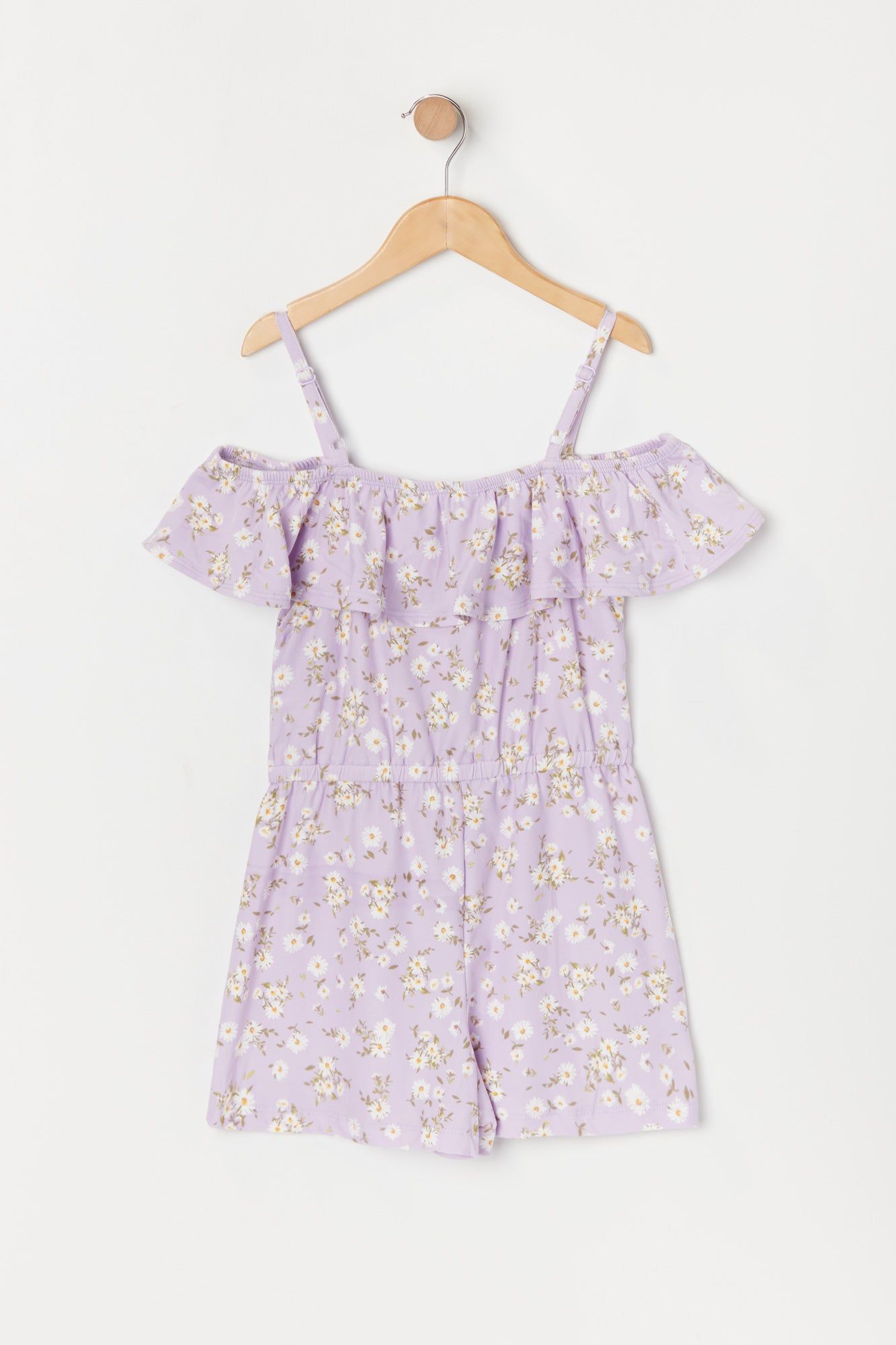Girls Floral Off Shoulder Waist Elastic Romper sold by Urban Planet product image thumbnail 4