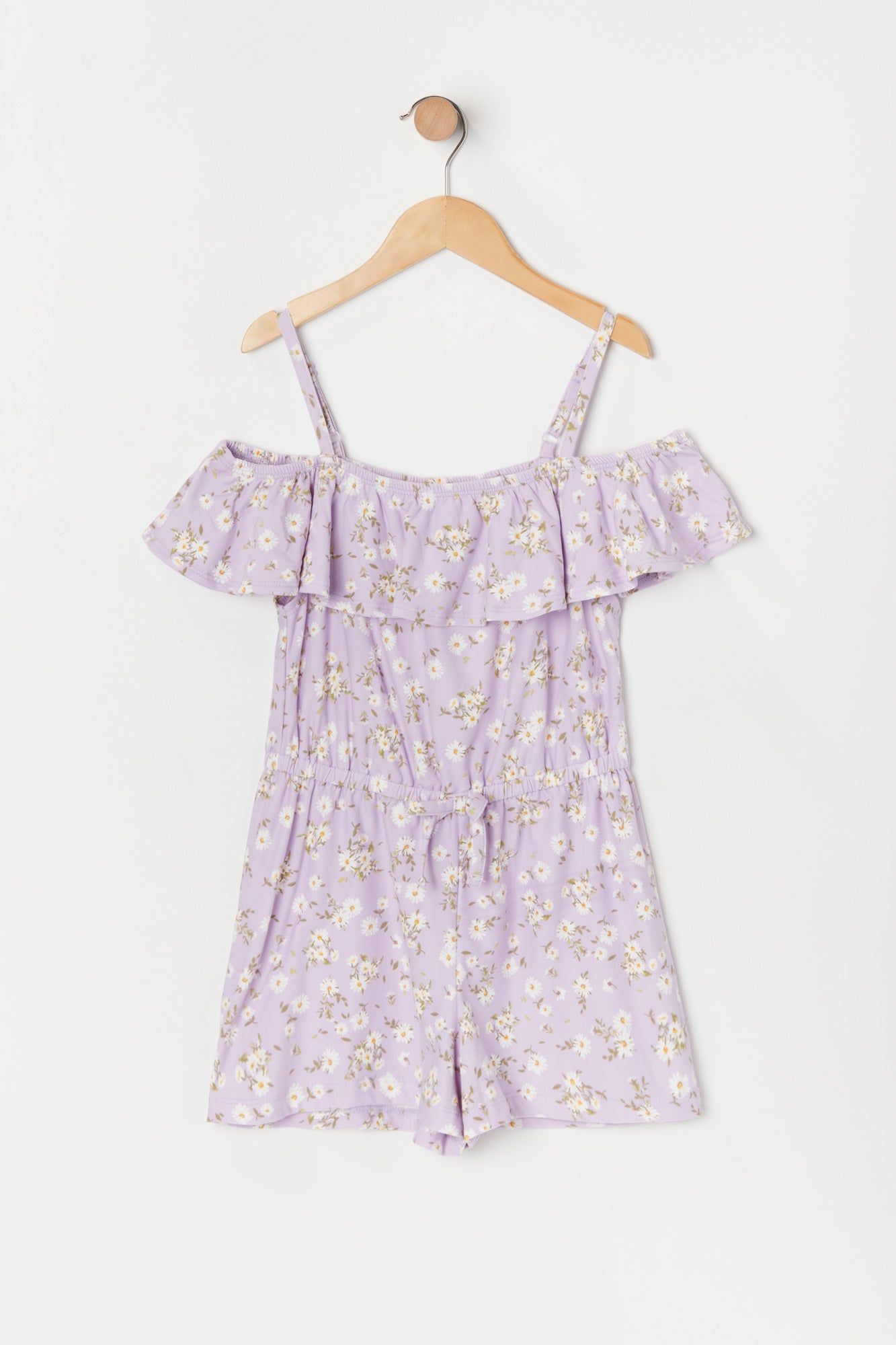 Girls Floral Off Shoulder Waist Elastic Romper sold by Urban Planet product image thumbnail 3