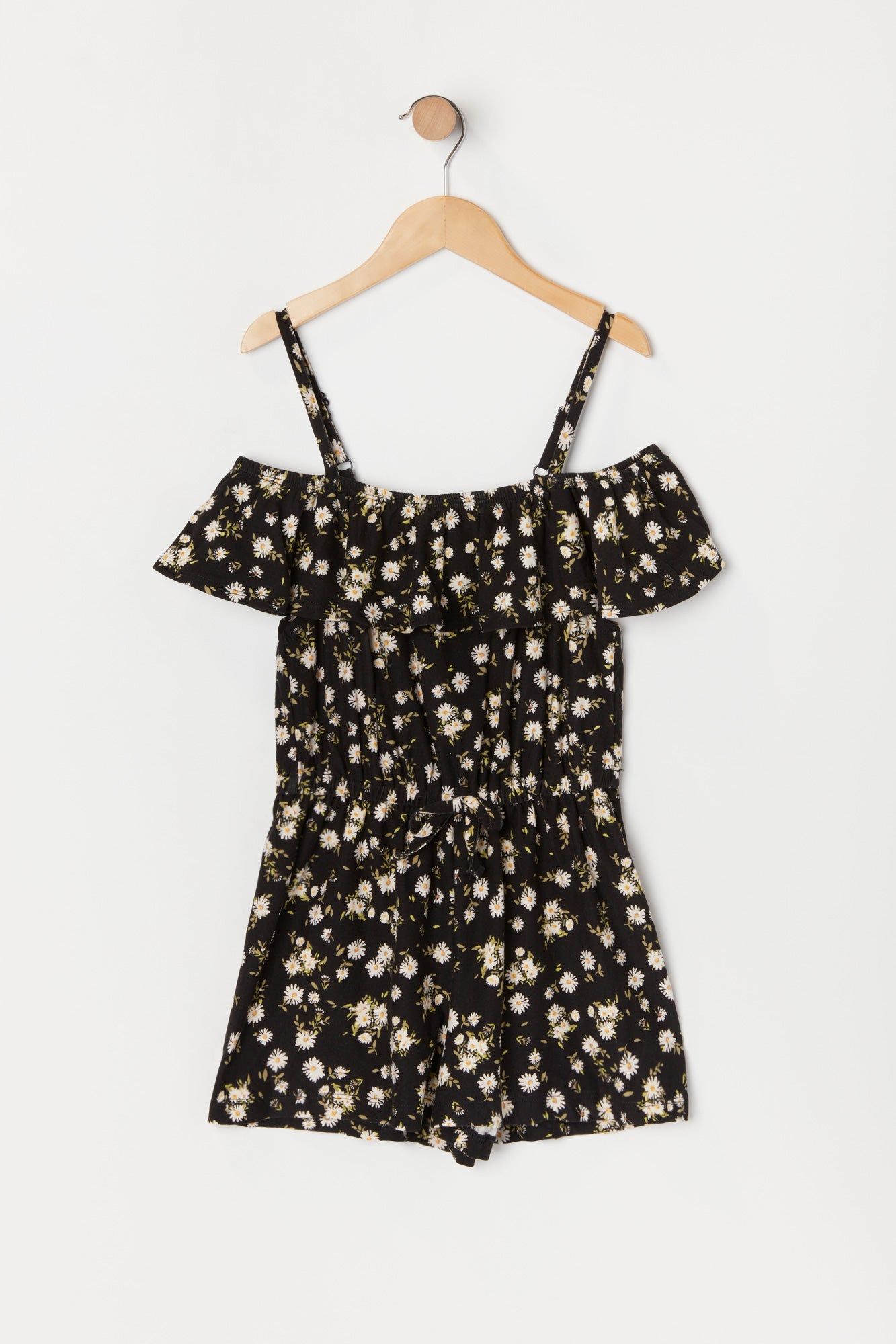 Girls Floral Off Shoulder Waist Elastic Romper sold by Urban Planet