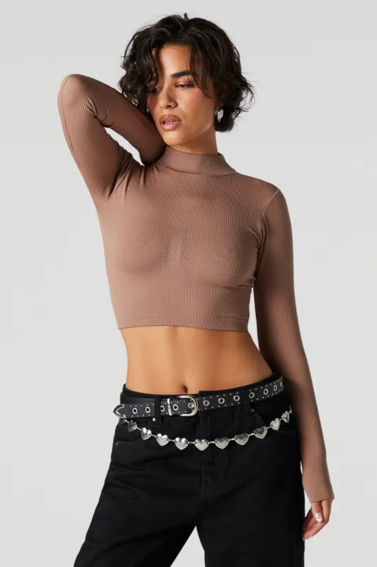 Mock Neck Long Sleeve Crop Top sold by Urban Planet
