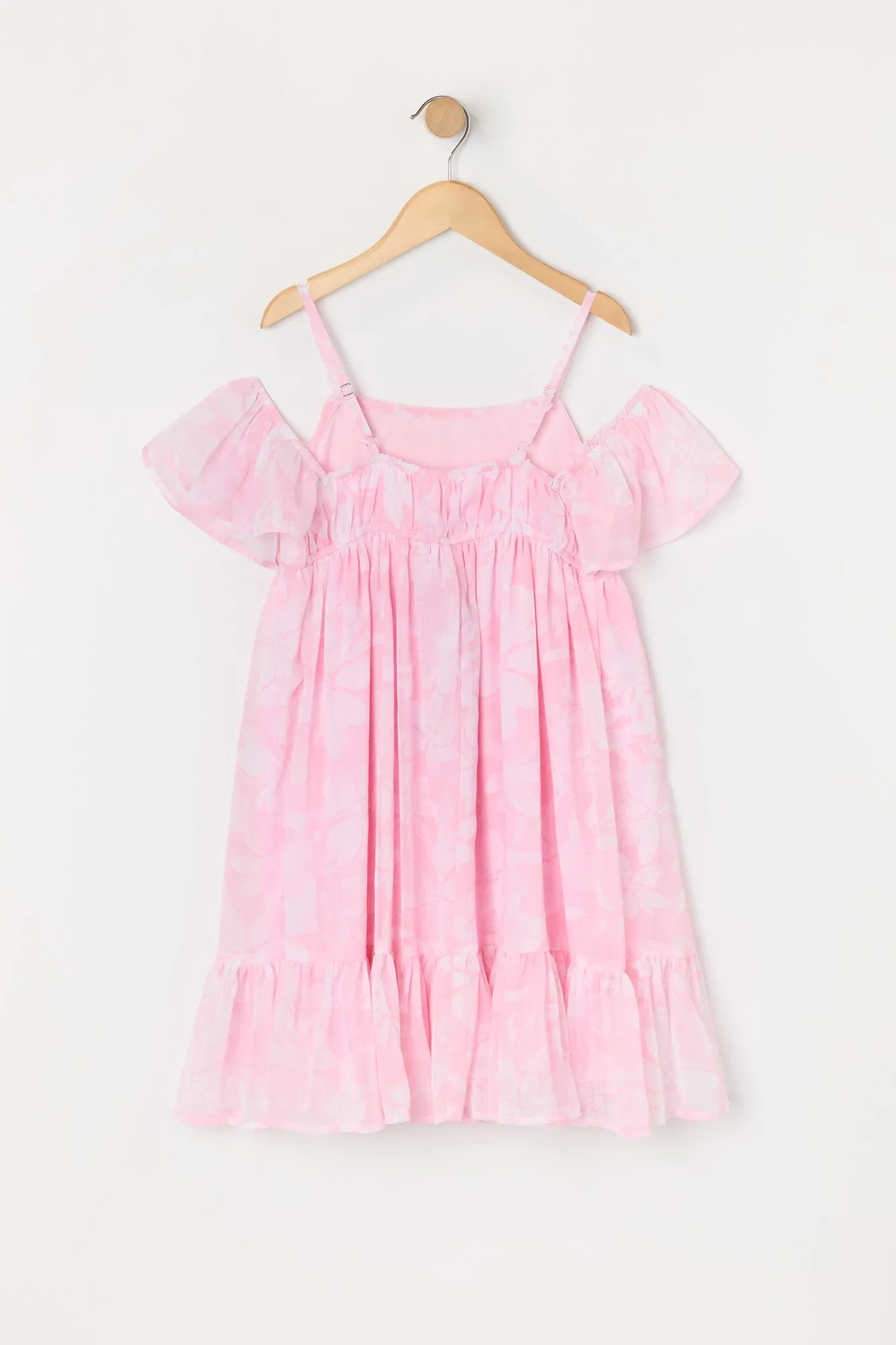 Robe en chiffon fleuri rose à épaules dénudées pour fille sold by Urban Planet product image thumbnail 2
