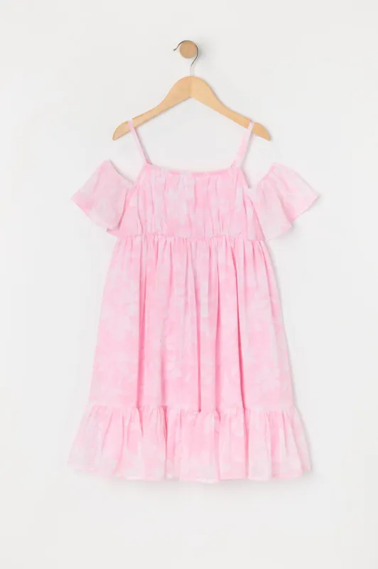 Robe en chiffon fleuri rose à épaules dénudées pour fille sold by Urban Planet