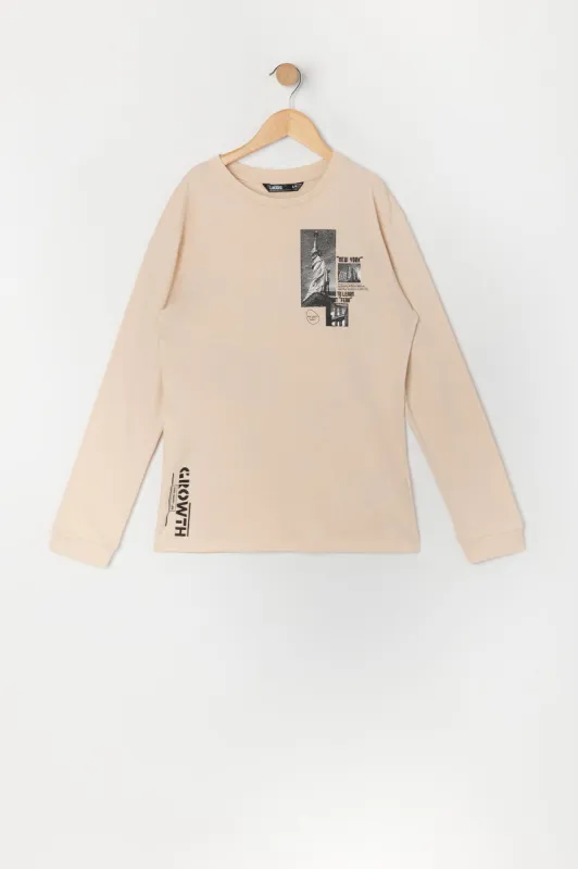 Boys New York Graphic Long Sleeve Top sold by Urban Planet