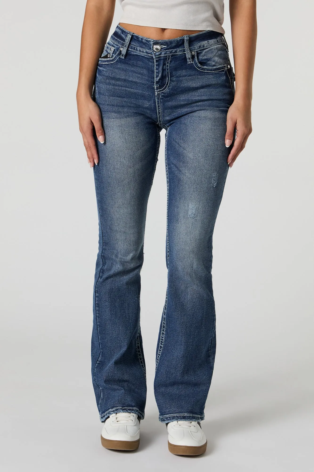 Vintage Wash Rhinestone Wing Embroidered Bootcut Jean sold by Urban Planet product image thumbnail 3