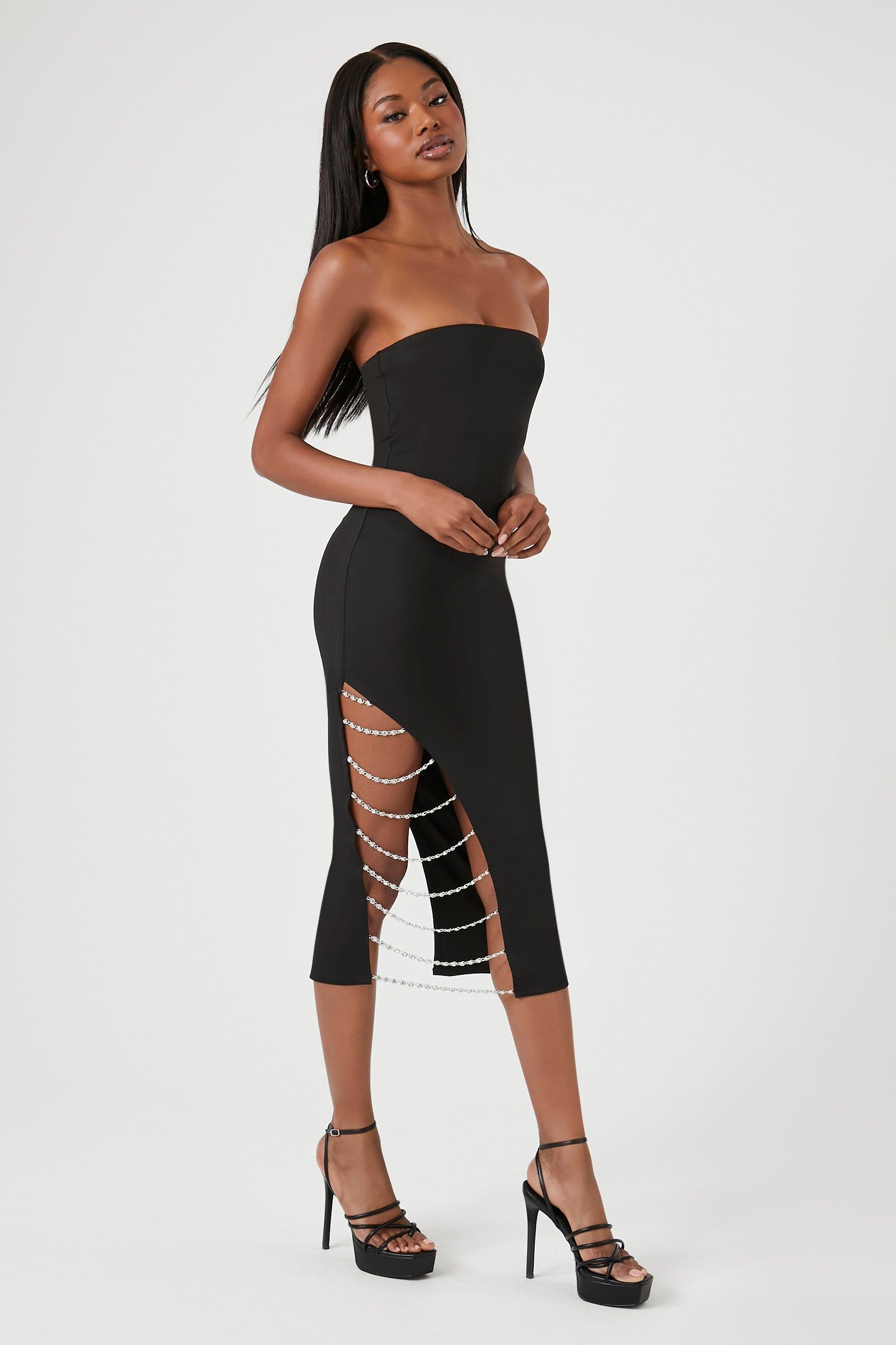 Rhinestone Trim Strapless Midi Dress sold by Urban Planet product image thumbnail 3