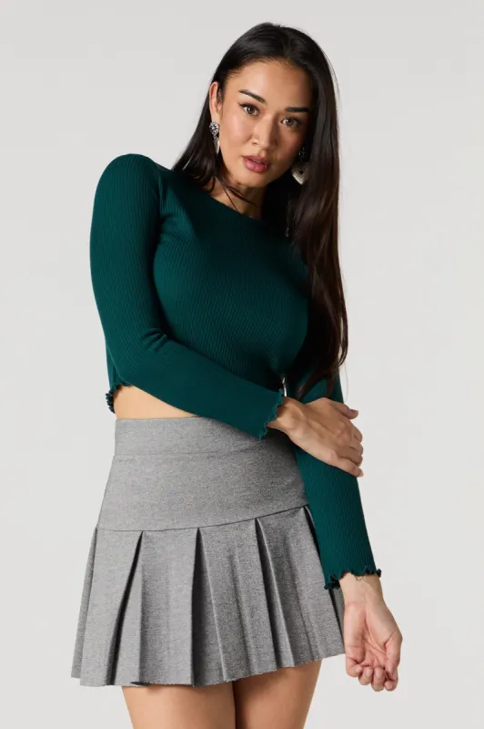 Ribbed Knit Cropped Long Sleeve Top sold by Urban Planet