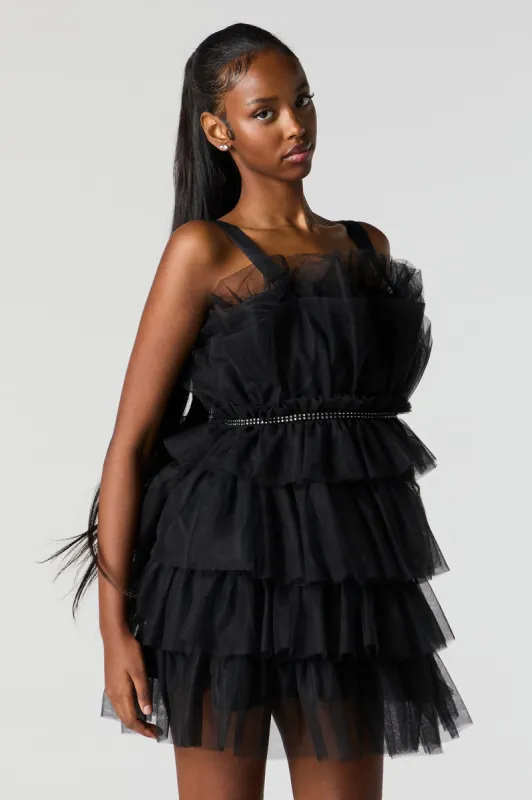 Tulle Tiered Mini Dress sold by Urban Planet