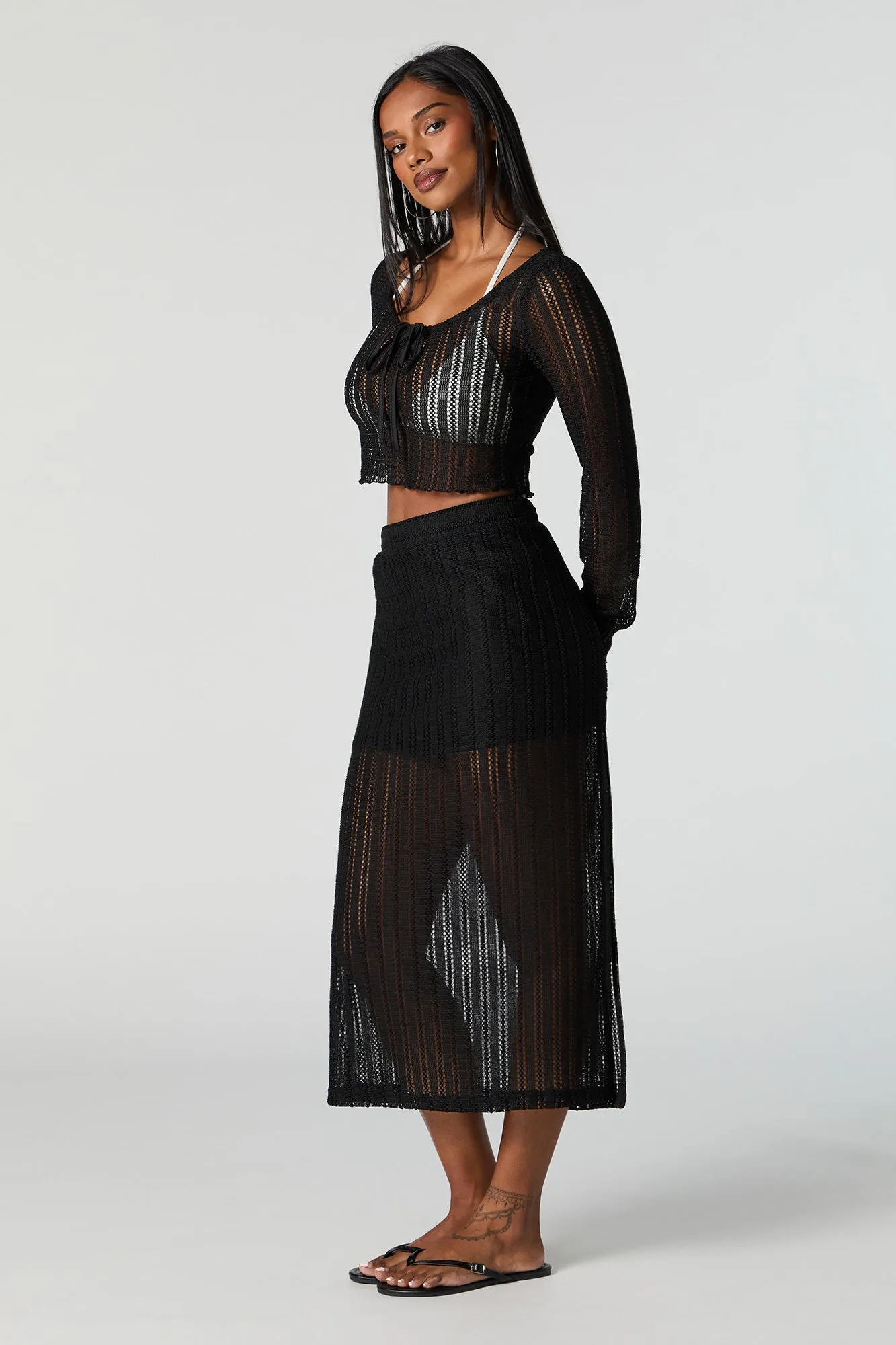 Crochet Slit Midi Skirt Cover Up sold by Urban Planet product image thumbnail 5