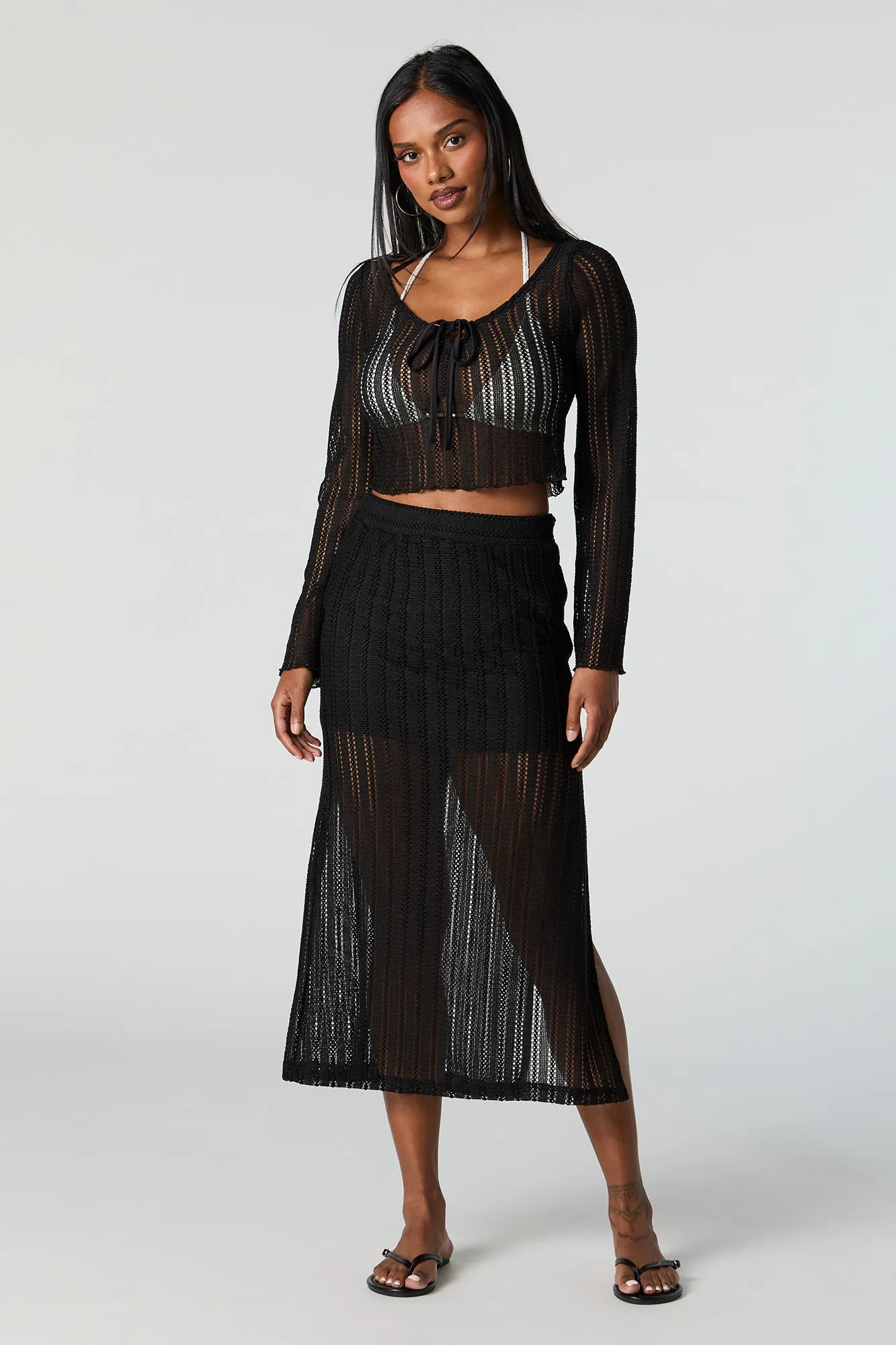 Crochet Slit Midi Skirt Cover Up sold by Urban Planet product image thumbnail 4