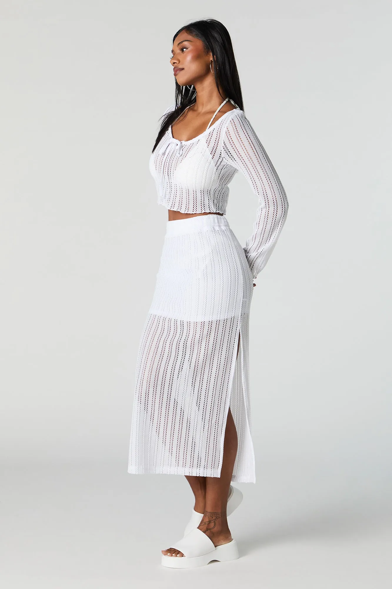 Crochet Slit Midi Skirt Cover Up sold by Urban Planet product image thumbnail 2