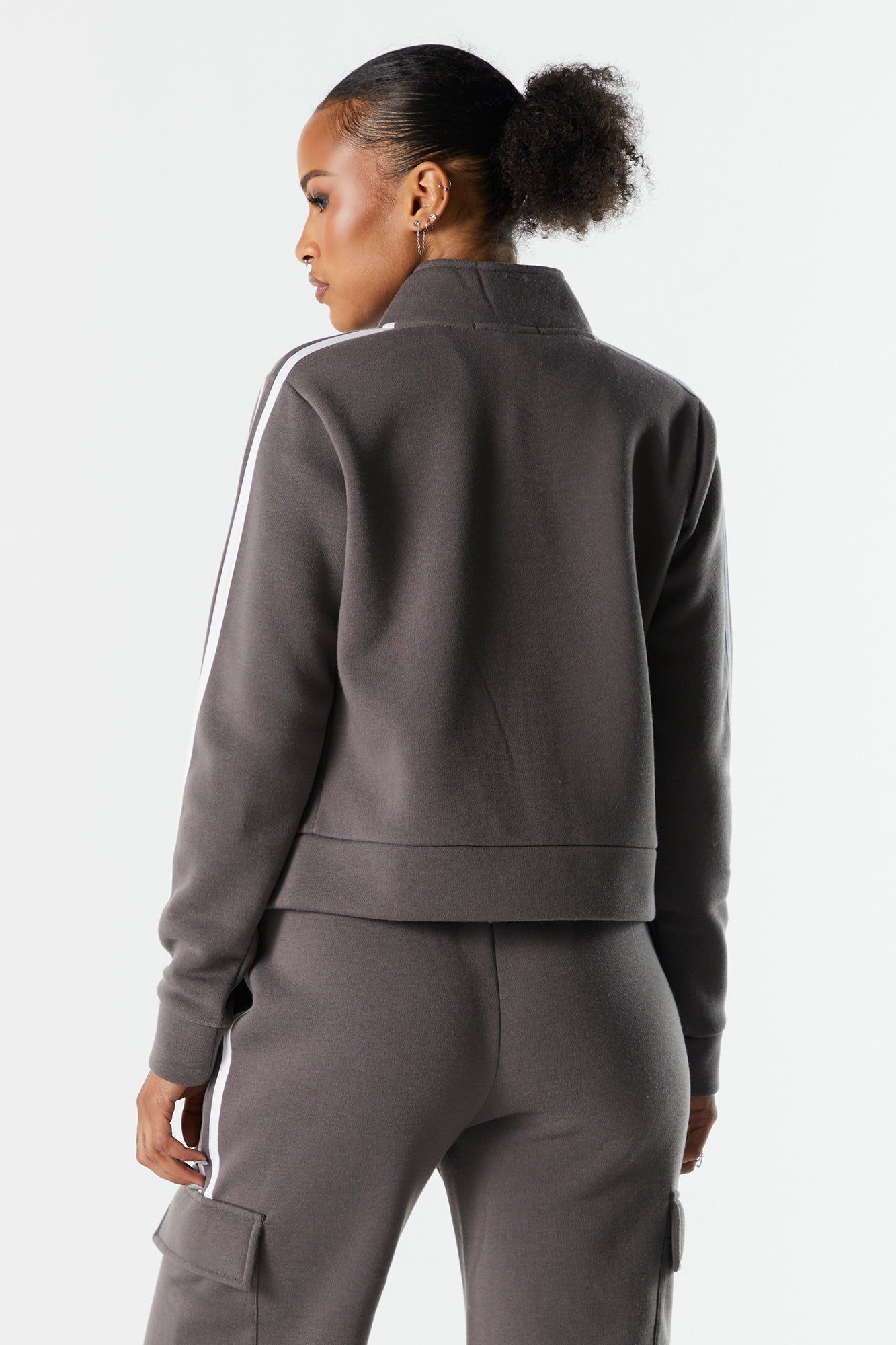 Fleece Striped Zip-Up Jacket sold by Urban Planet product image thumbnail 3