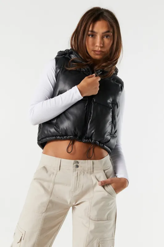 Faux Leather Puffer Vest sold by Urban Planet