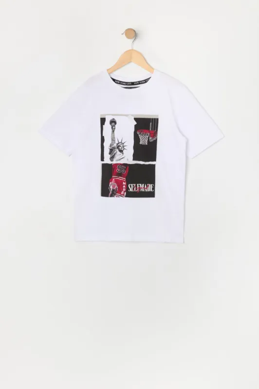 Boys White Self Made Legend Graphic T-Shirt sold by Urban Planet