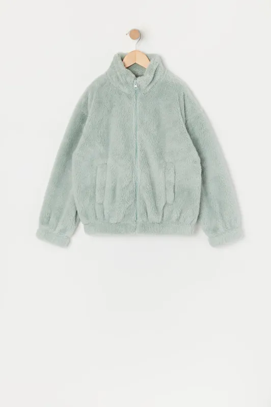 Girls Plush Bomber Jacket sold by Urban Planet