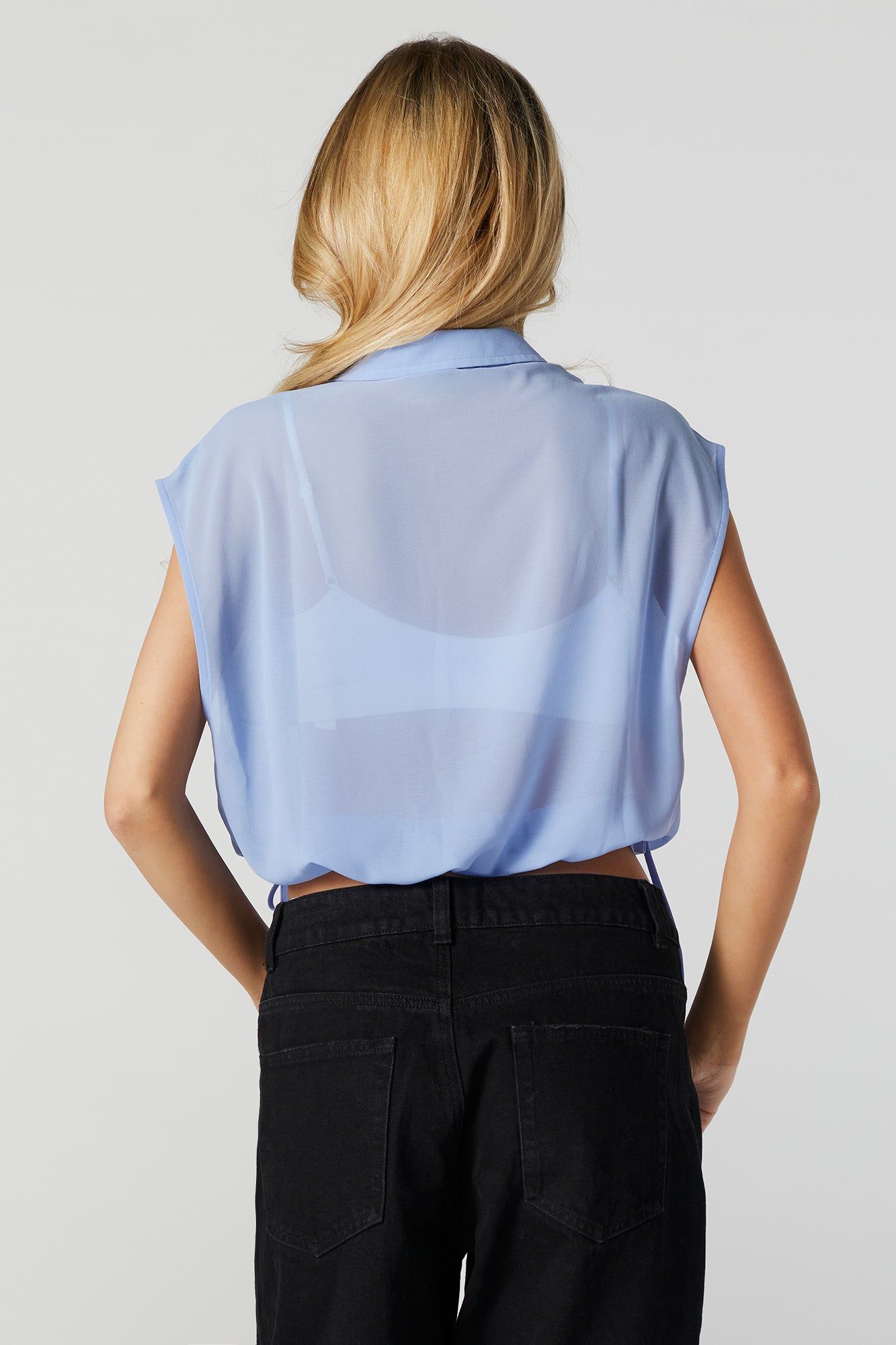 Sleeveless Button-Up Cinched Top sold by Urban Planet product image thumbnail 2