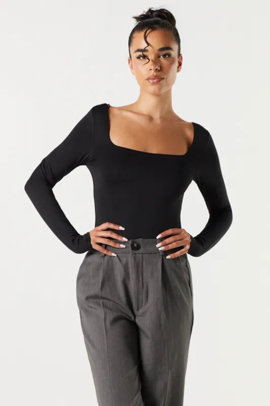 Solid Contour Square Neck Long Sleeve Bodysuit sold by Urban Planet