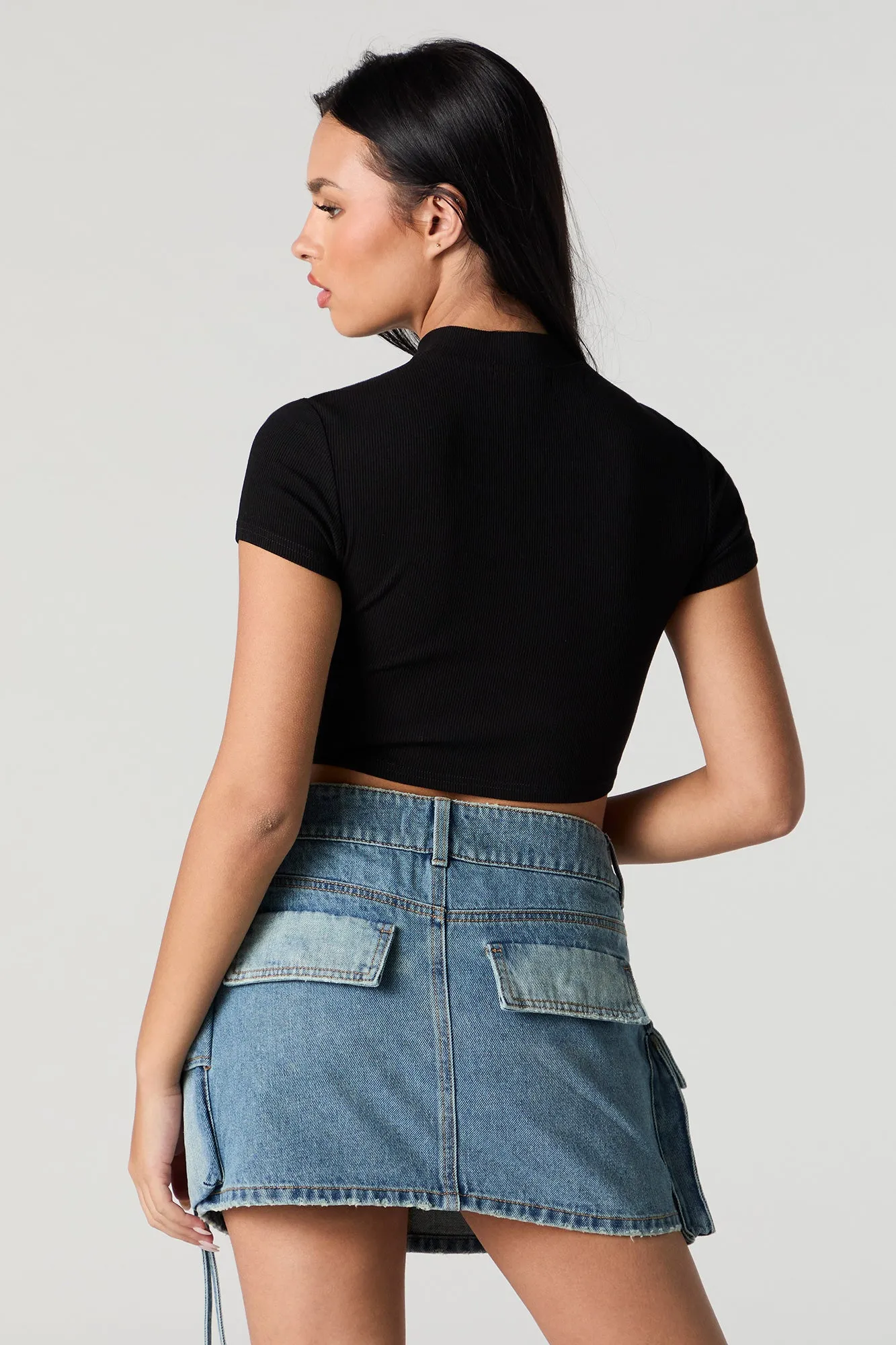 T-shirt corset côtelé avec quart de fermeture à glissière sold by Urban Planet product image thumbnail 5