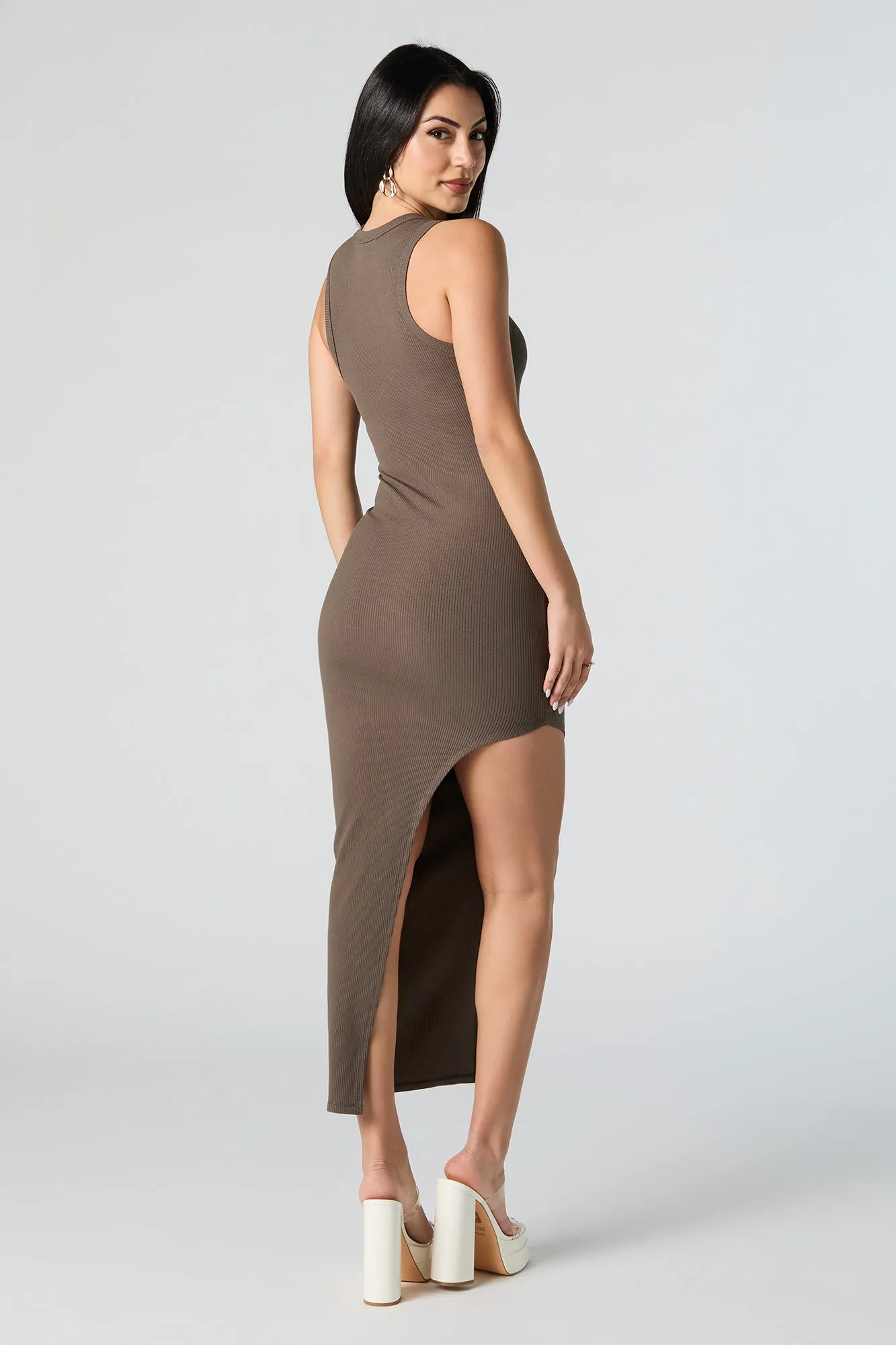 Ribbed Asymmetrical Midi Dress sold by Urban Planet product image thumbnail 3